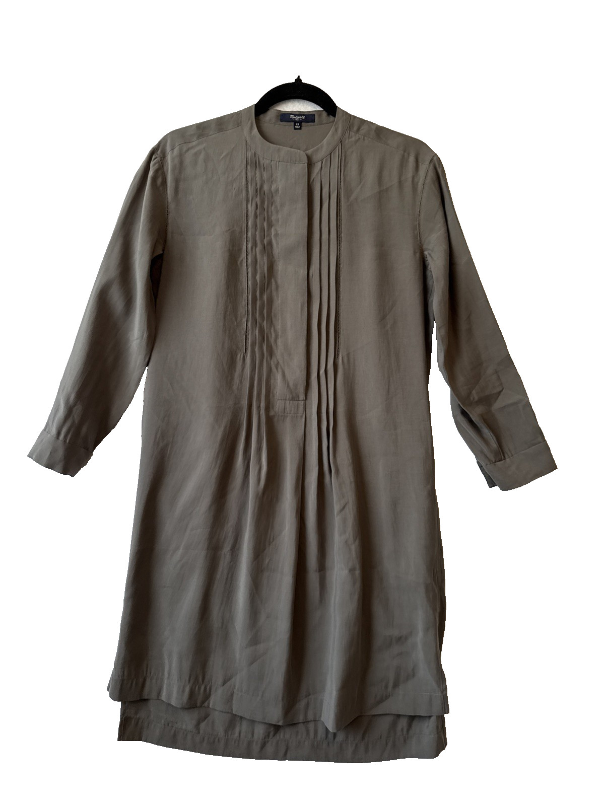 Madewell Olive Green Modal Pintuck Shirt Dress Women’s XS Soft Boho Lagenlook