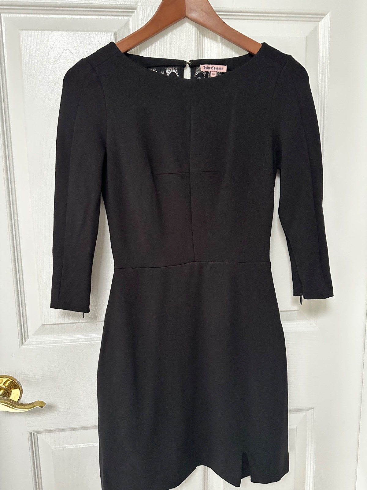 Juicy Couture Black Lace Back Skater Dress – XS Pockets Goth Vintage Style Y2K