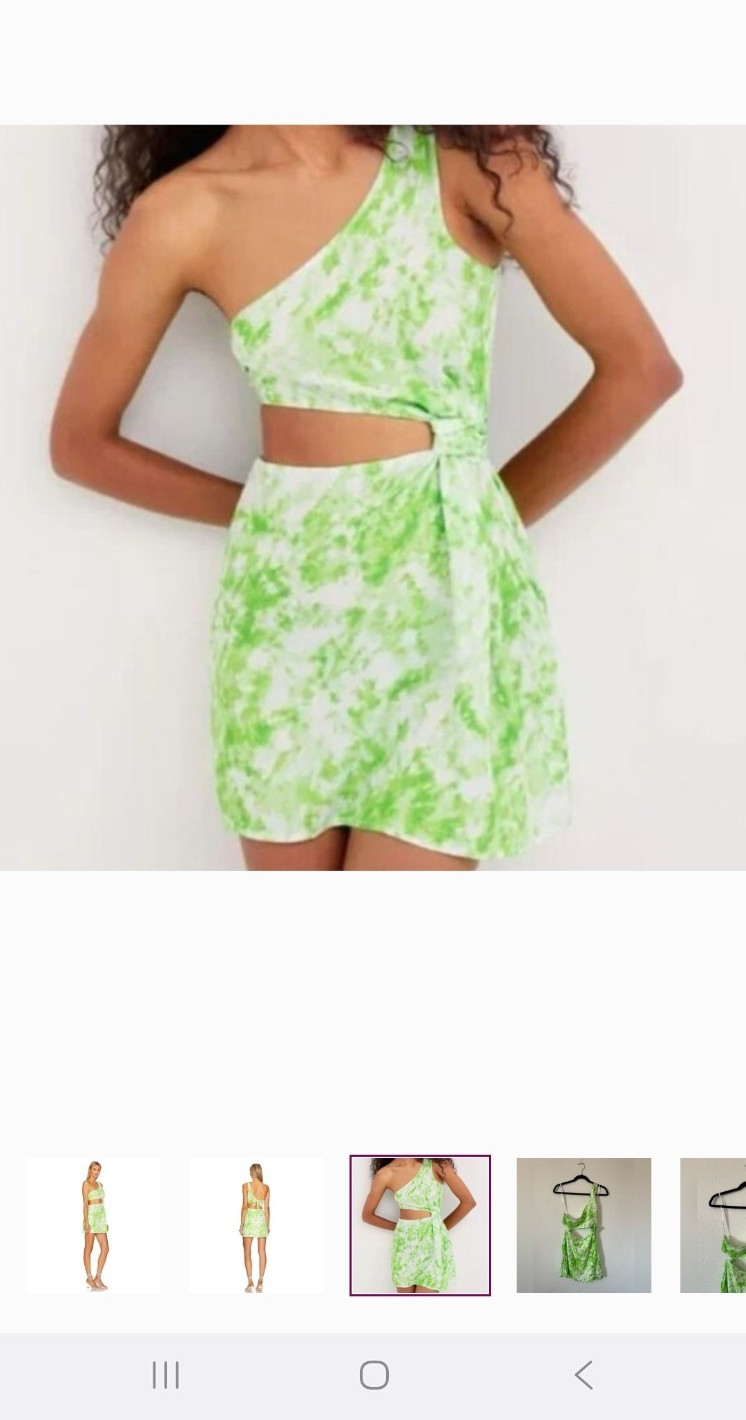 For Love & Lemons Green/White Tie Dye One Shoulder Cutout Backless Mini Dress M