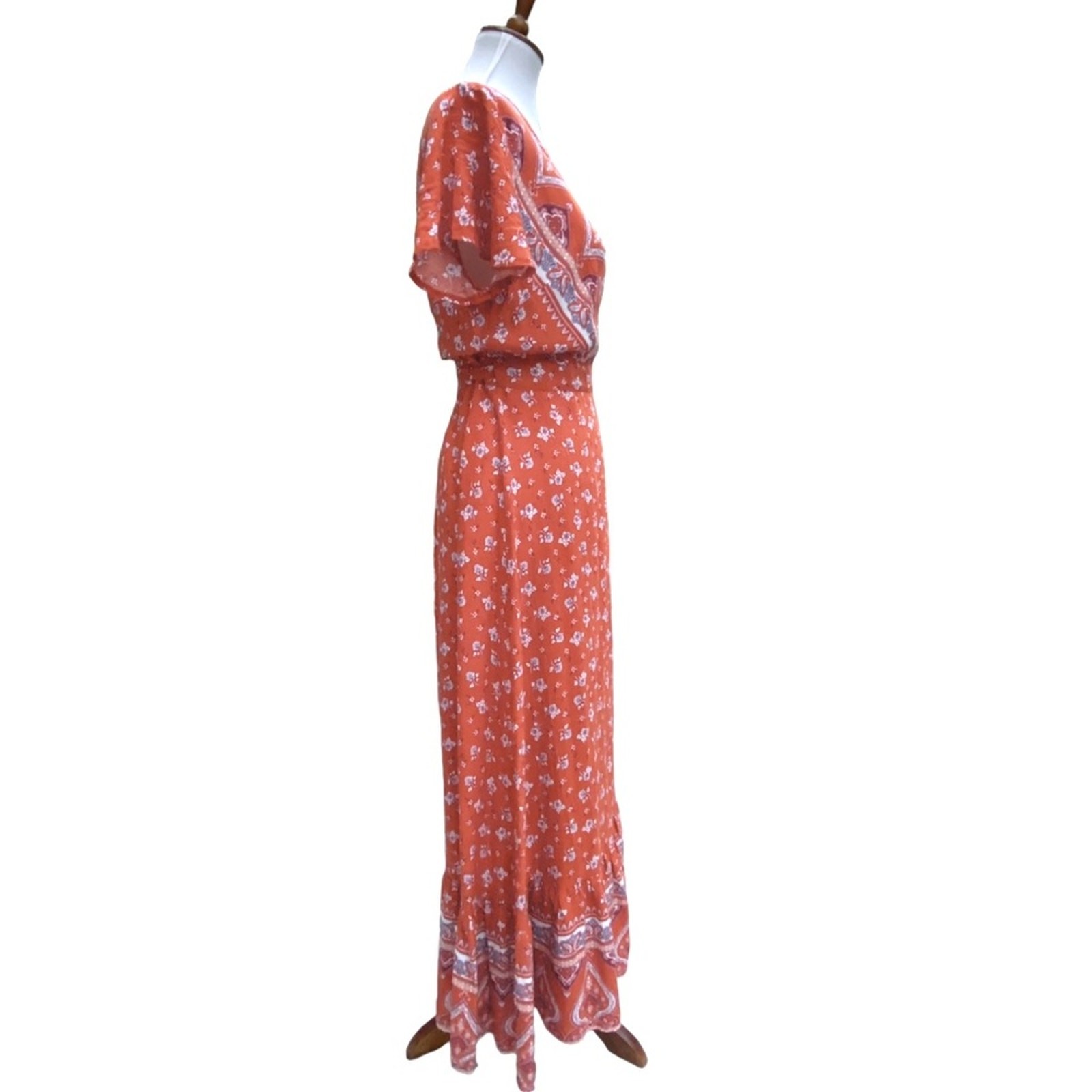 Maxi Dress Medium Boho Wrap Cottage Floral Long dress Vacation cruise romantic