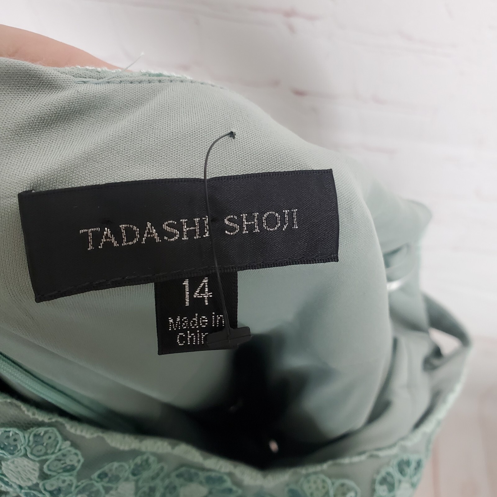 NEW Tadashi Shoji V Neck Sequined Sheath Cocktail Dress Sz 14 Frosted Jade Maia