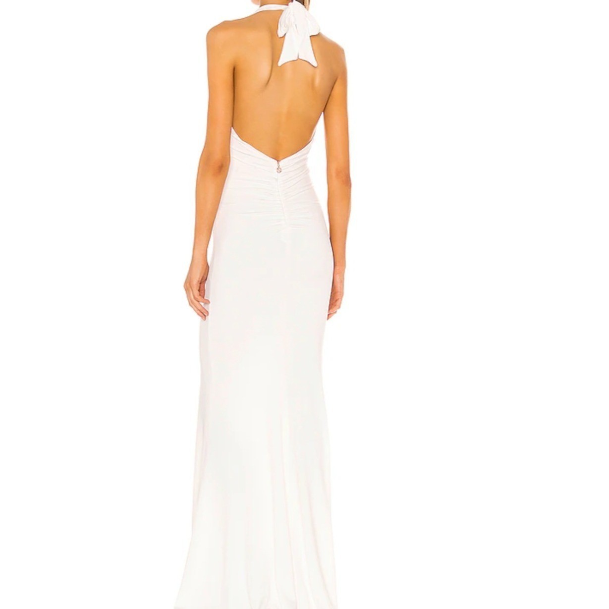 Nookie Illegal White Halter Plunging Neckline Maxi Gown Bridal Slit Small NEW