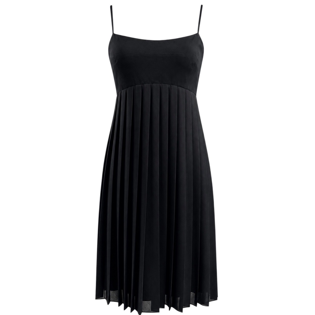 BCBGeneration Babydoll Dress M Black Pleated Empire Waist Chic Party Cocktail