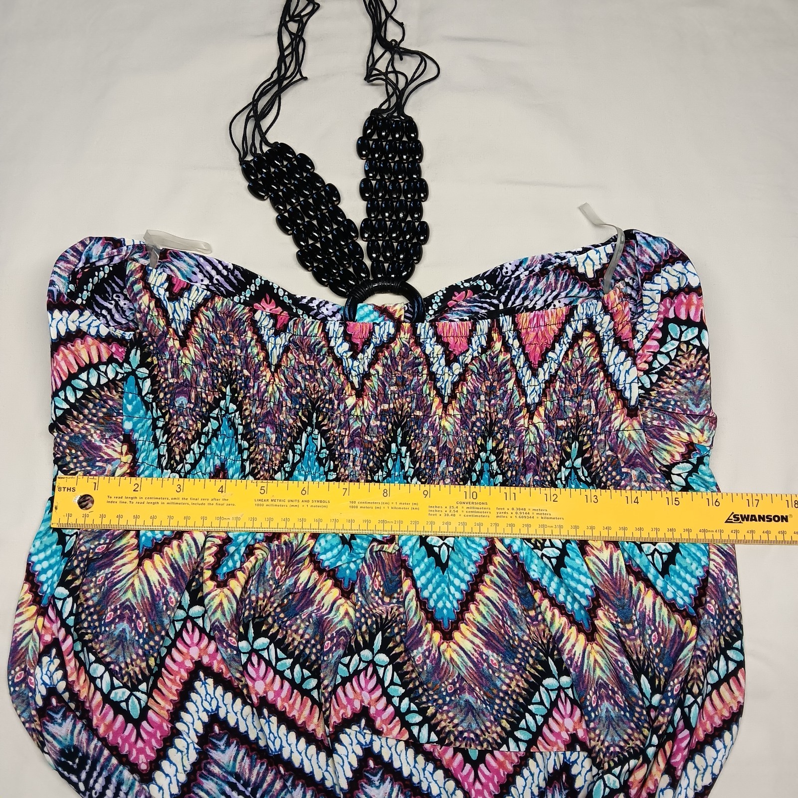 Just Love 2X Beaded Halter Maxi Dress Chevron Zigzag Stretch ResortWear Cruise