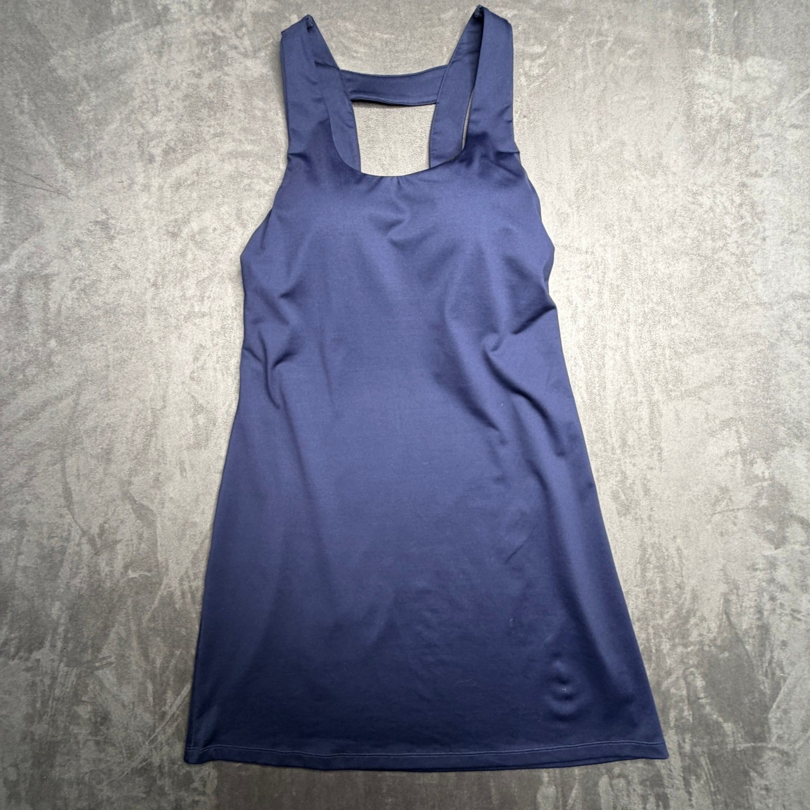 Athleta Exercise Dress Womens Medium Navy Blue Racerback Built-in Bra Active