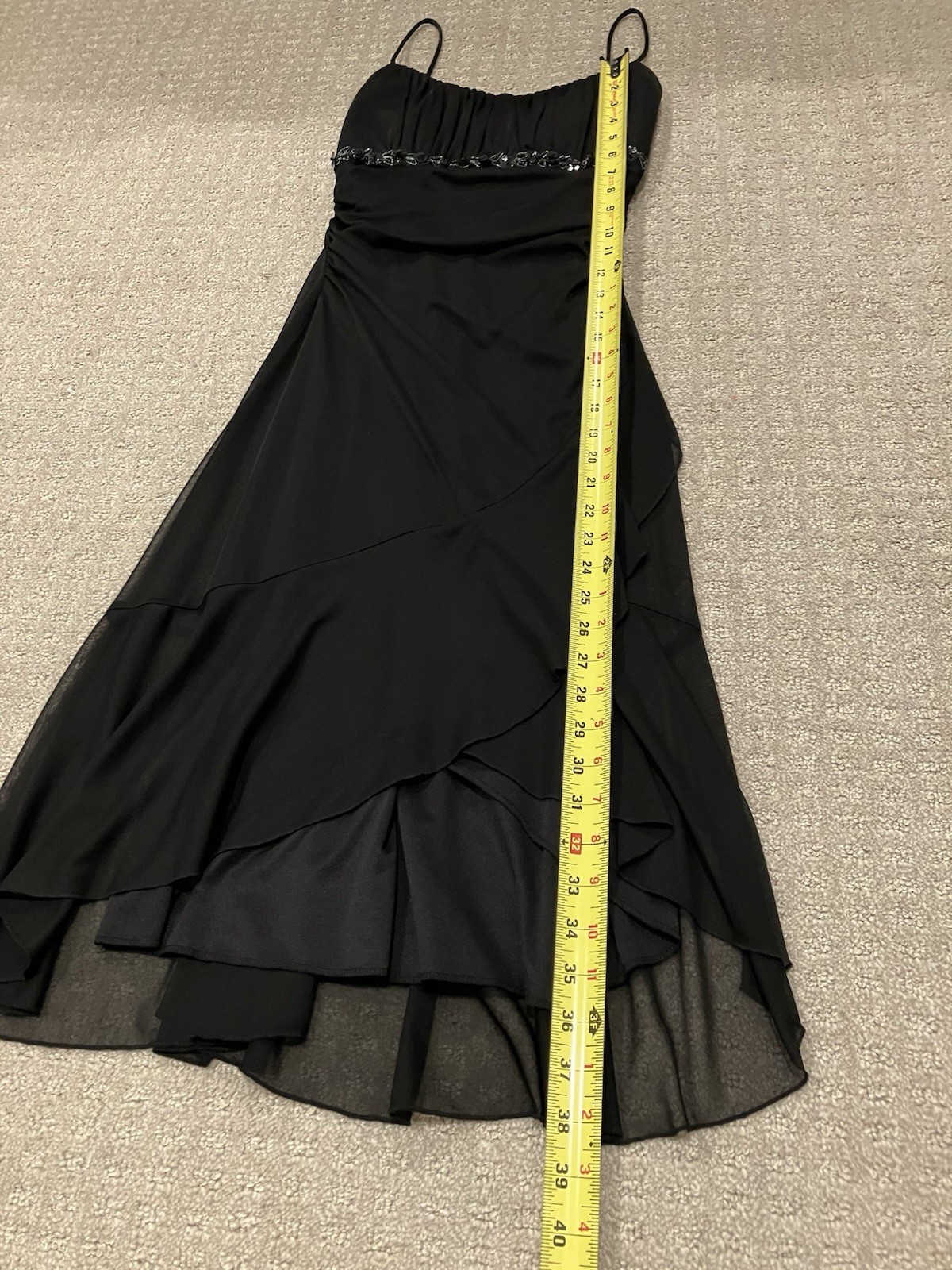 Ruby Rox Y2K Black Beaded Ruched Chiffon Cocktail Party Dress Womens Medium M