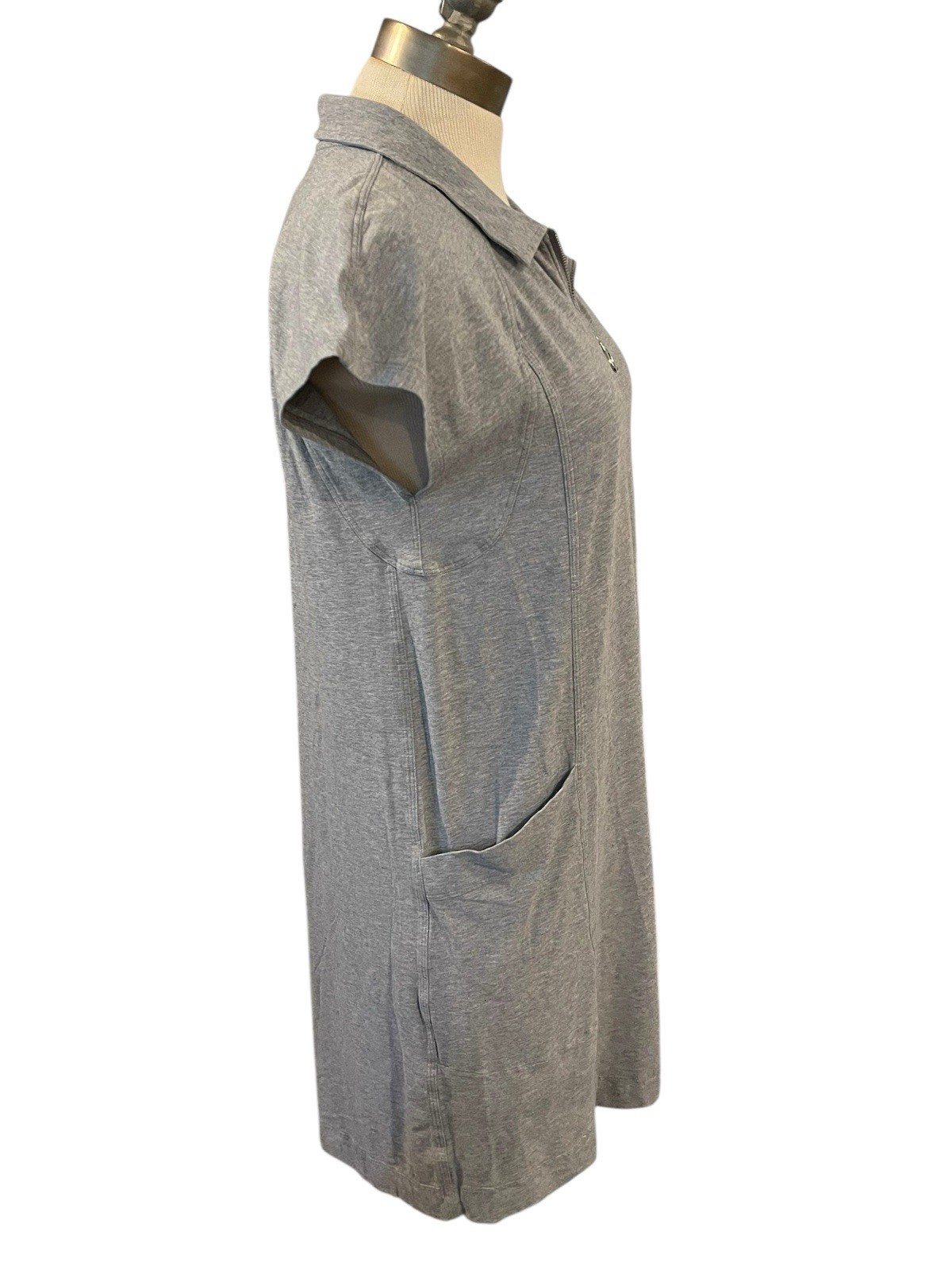 LULULEMON Womens 10 Players Pro-Form Polo Grey Pima Cotton Stretch T-Shirt Dress