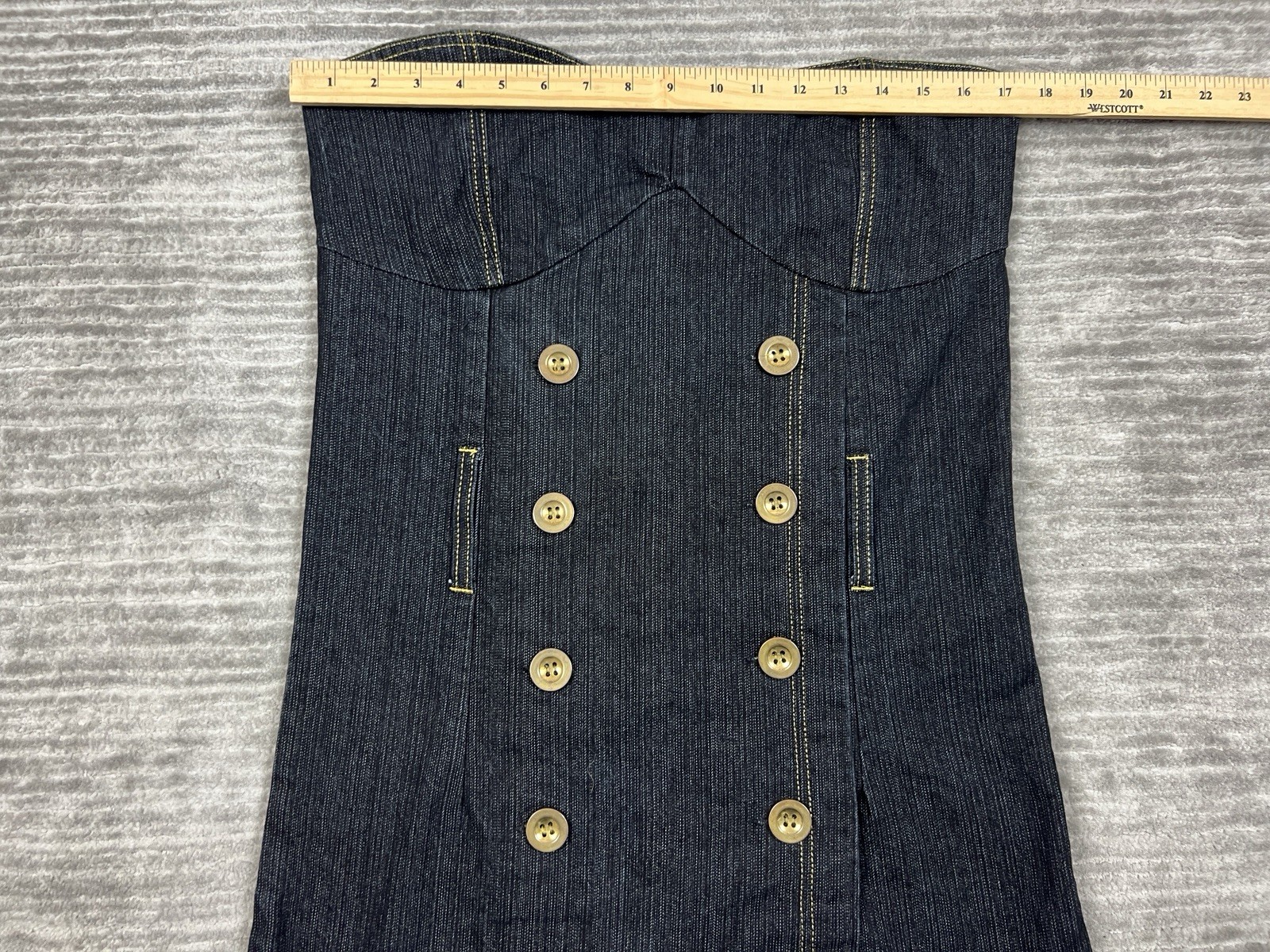 Gold Flava Dress Womens Medium Blue Denim Dark Wash Mini Cotton Blend