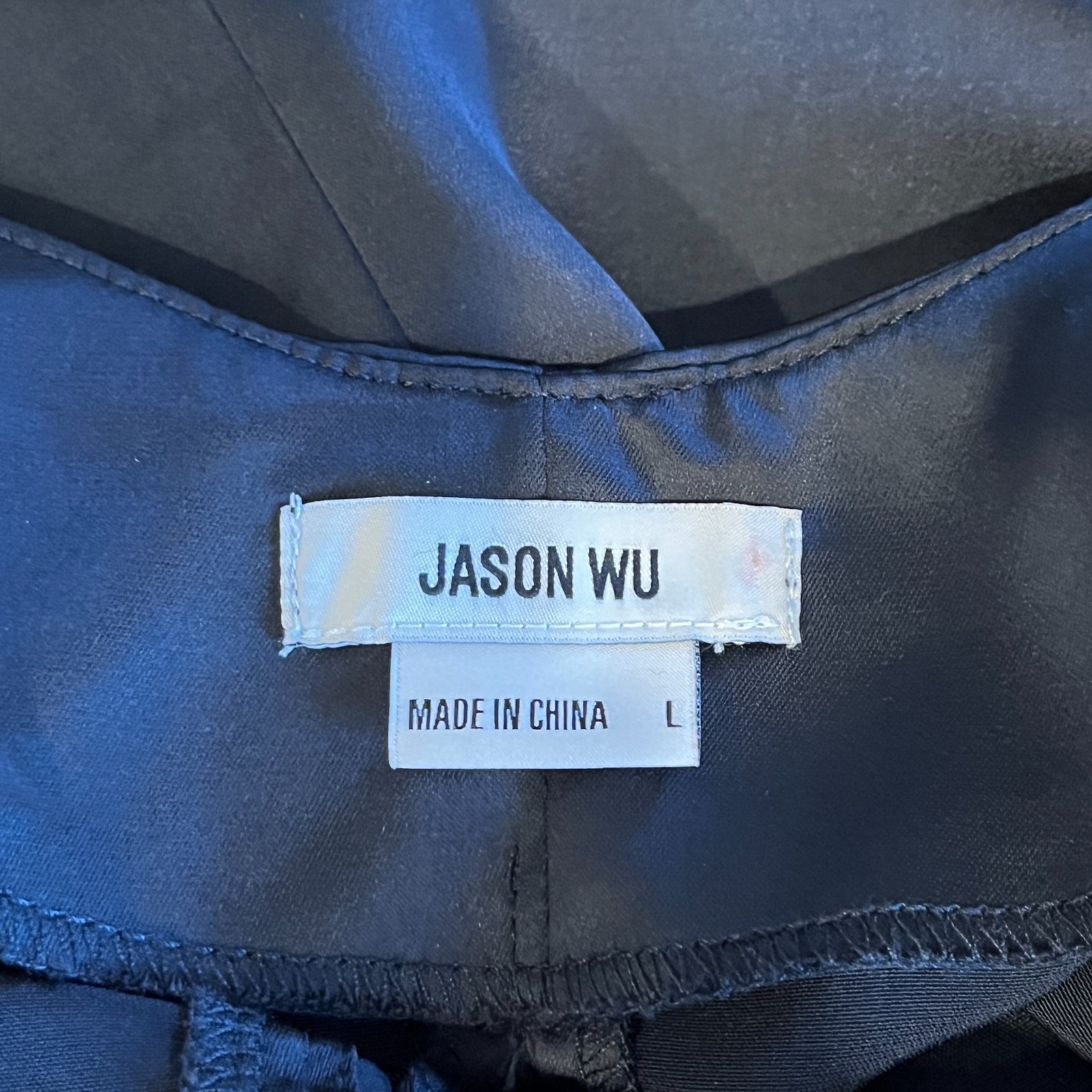 Jason Wu Black Ruched Satin Midi Slip Dress Large Ruched Front Cocktail