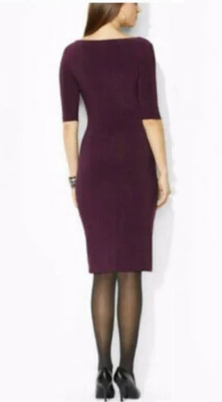 LAUREN Ralph Lauren Petites Draped Cowl Neck Elbow Sleeve Sheath Dress, 0P