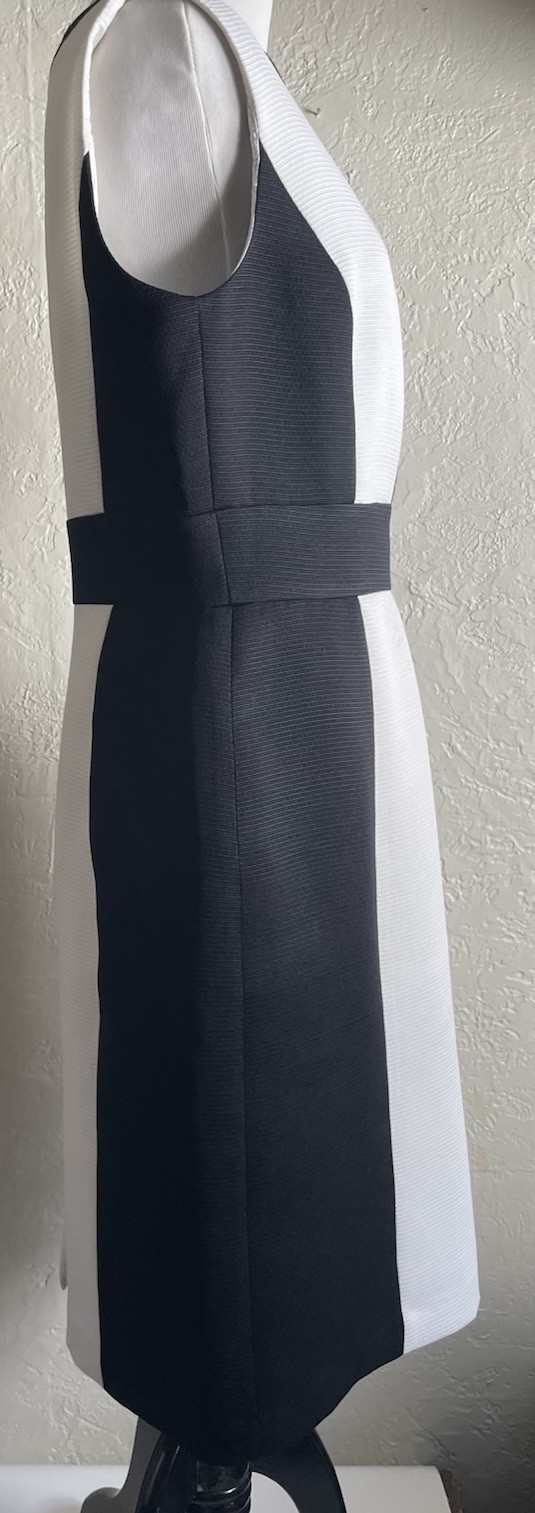 Tahari Arthur S. Levine Black White Sheath Dress Size 8 Professional & Cocktail