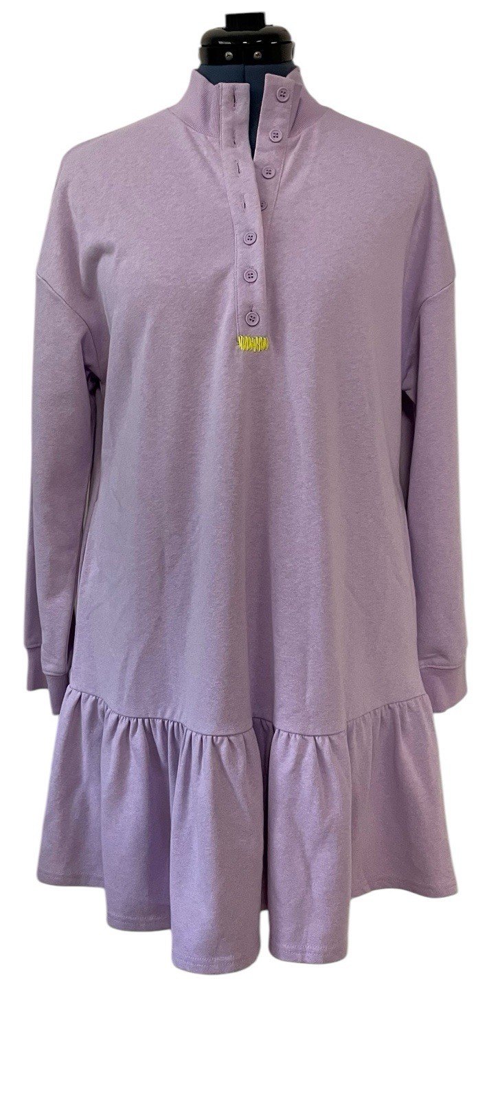 NWT Caryn Lawn Maggie Dress Purple Sweatshirt Ruffle Hem Oversized Preppy OSFM