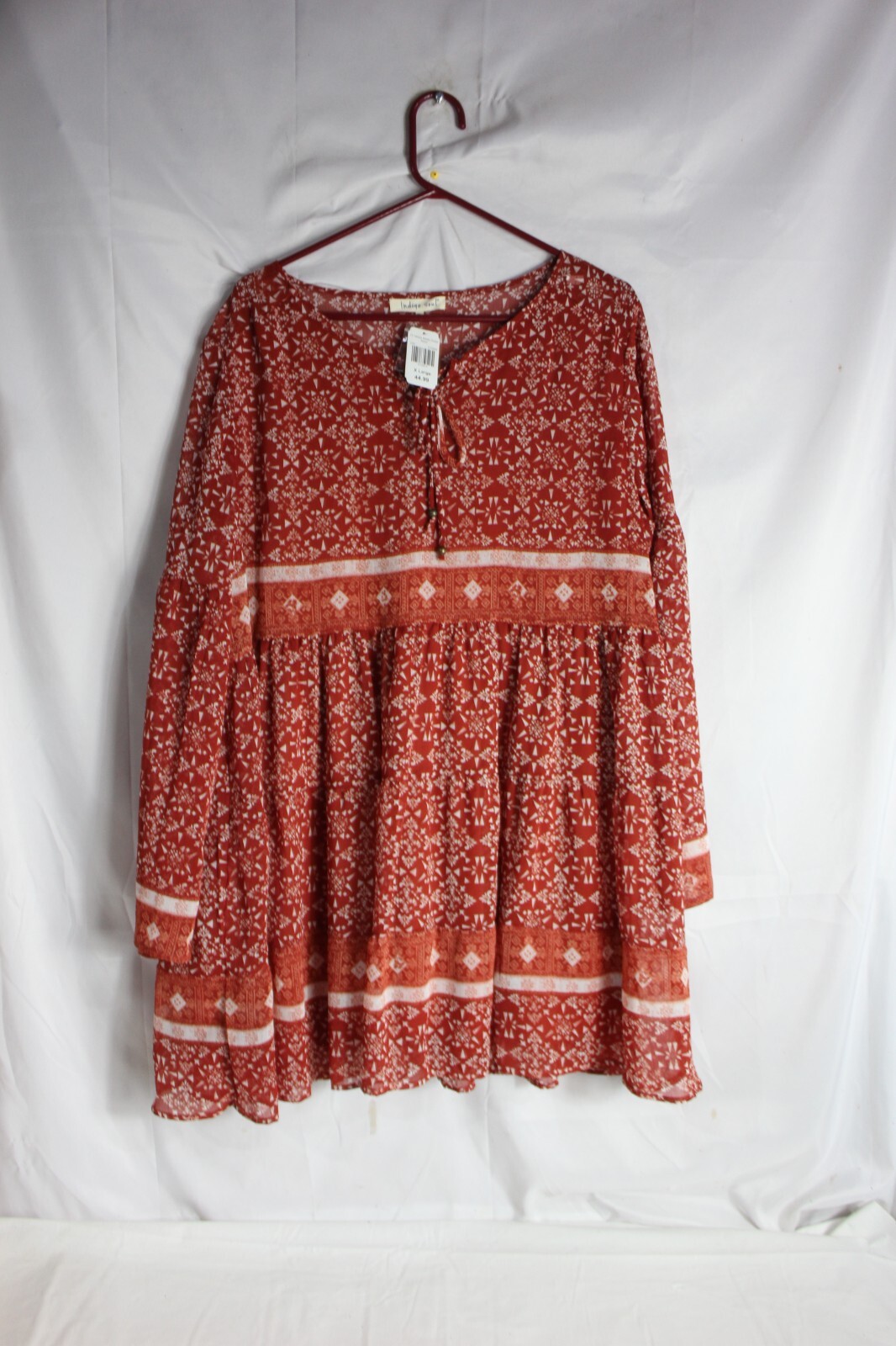 Indigo Soul Womens XL Flowy Spice Short White Dress Boho