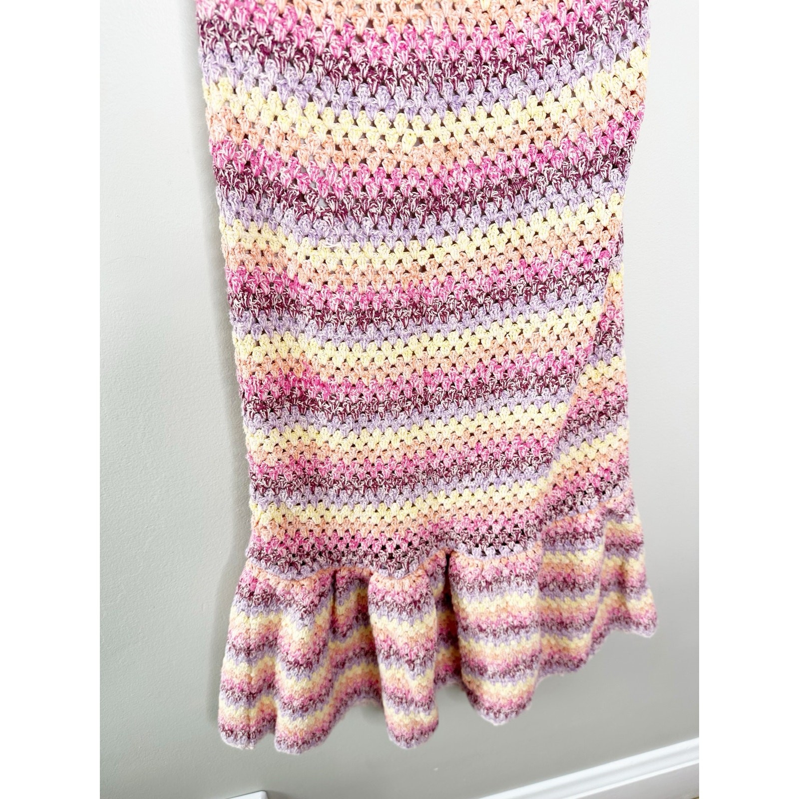 Saylor Freida Pastel Crochet Halter Ruffle Hem Cotton Midi Dress Small