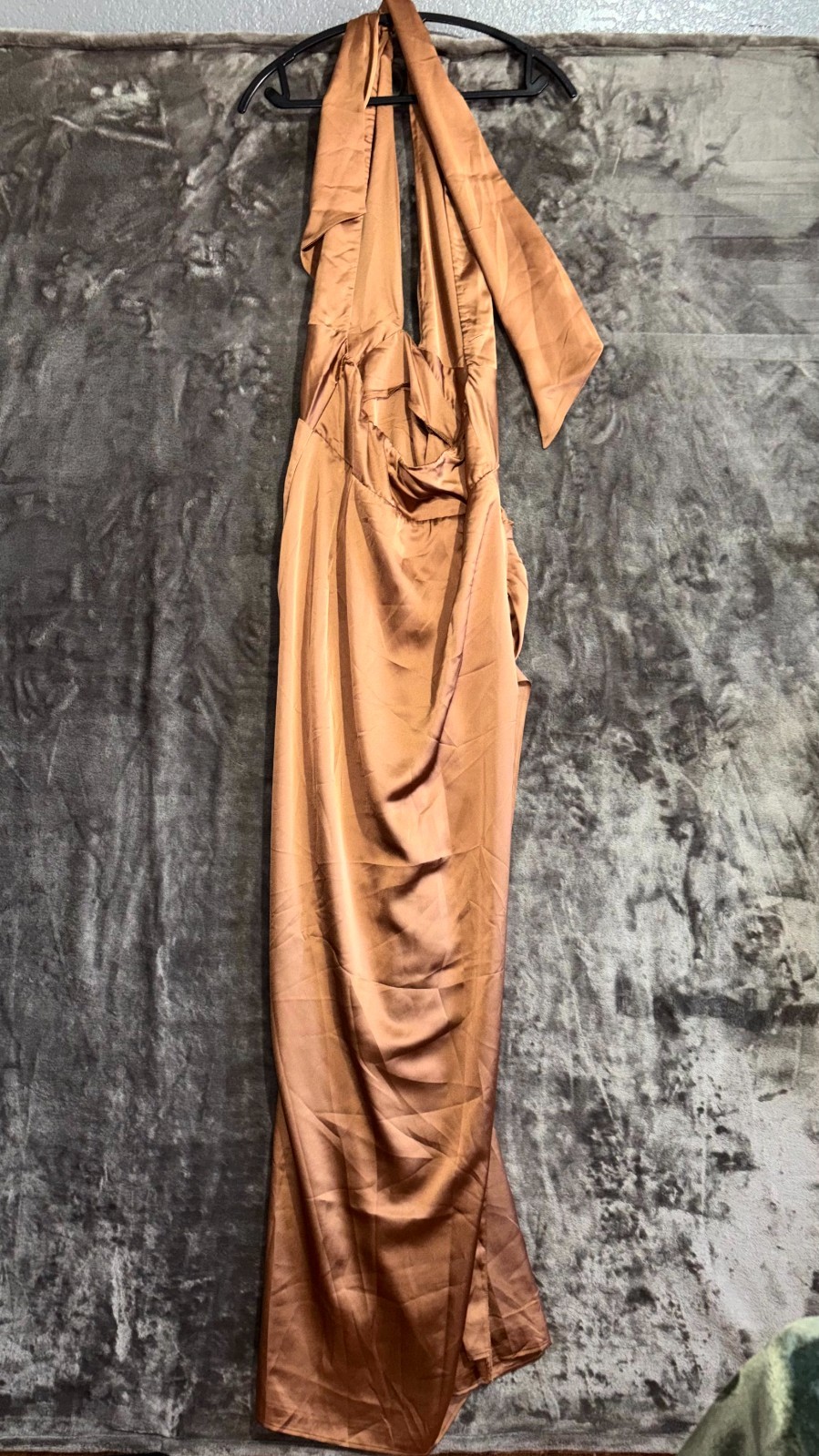 Show Me Your Mumu Adele Halter Maxi Dress Copper Satin Bridesmaid Large