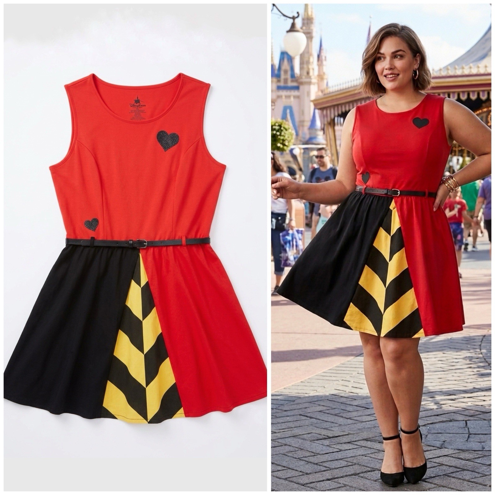 Disney Parks Queen Of Hearts Red Whimsy Parks Cosplay Mini Costume Belt Dress XL