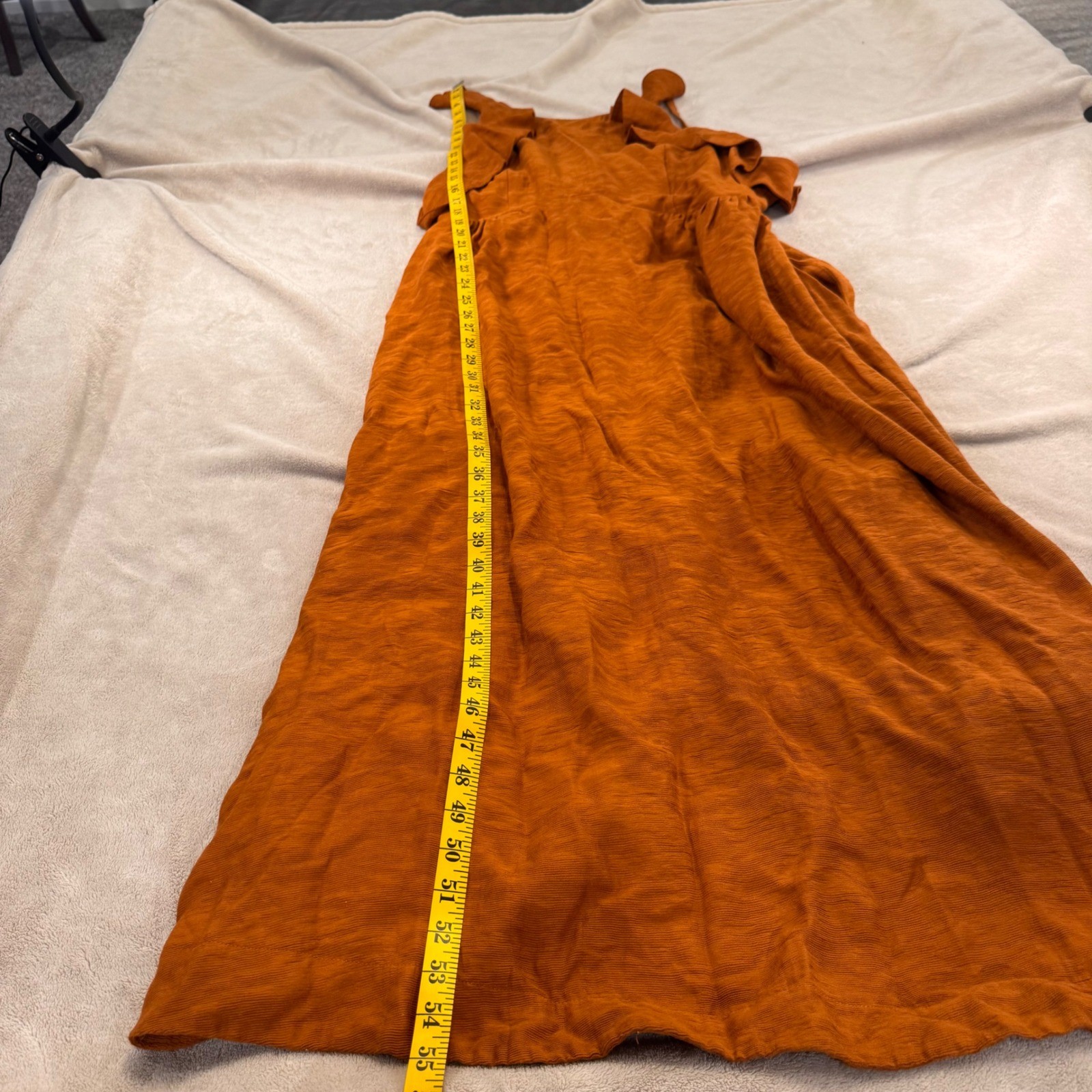 Anthropology The Odells Rust Ruffle Maxi Dress Boho Coastal Summer Resort Sz XL