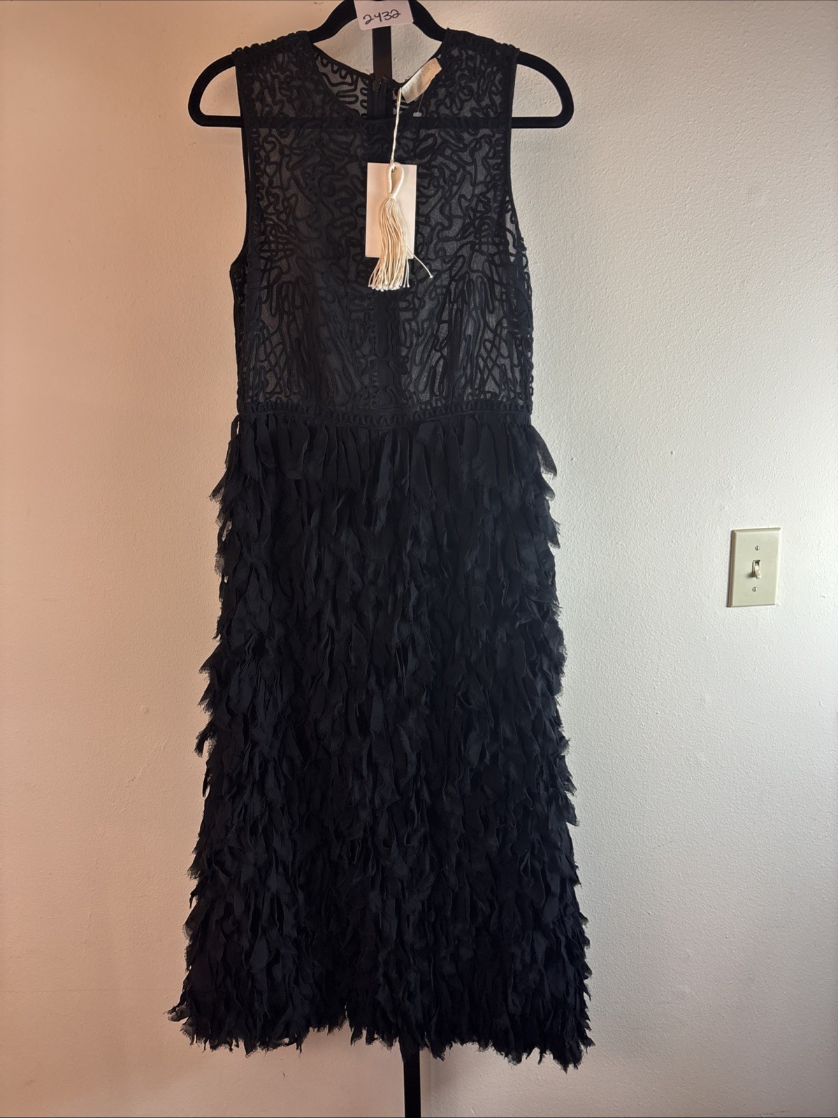 Ulla Johnson Lara 2025 Embroidered Silk Chiffon Dress, $1,950, NWT, US 6 #2432