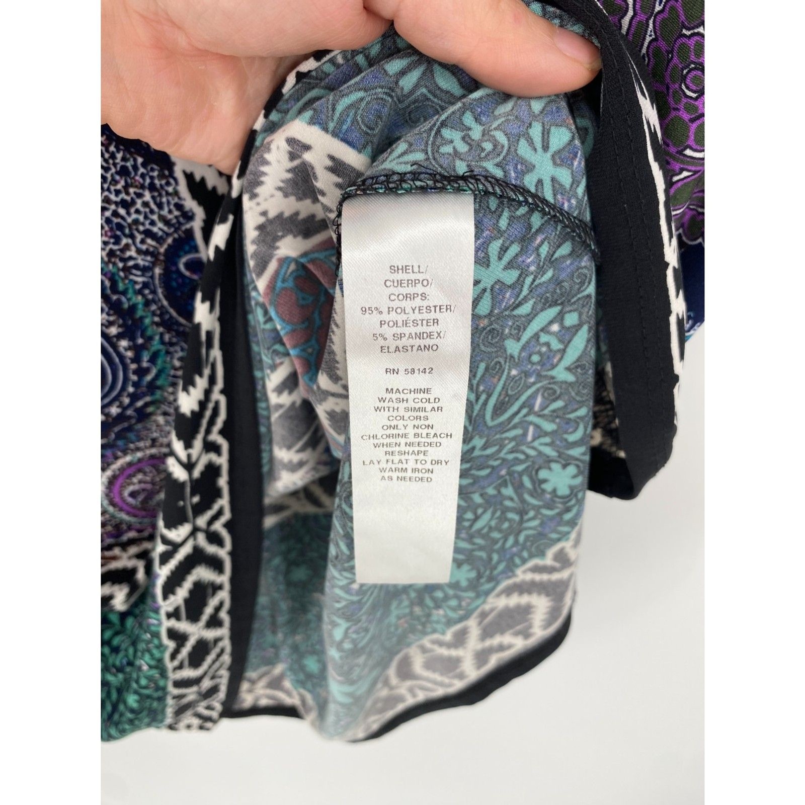 London Time Paisley Mixed Print Retro Colorful Stretchy 3/4 Sleeve Dress sz 10