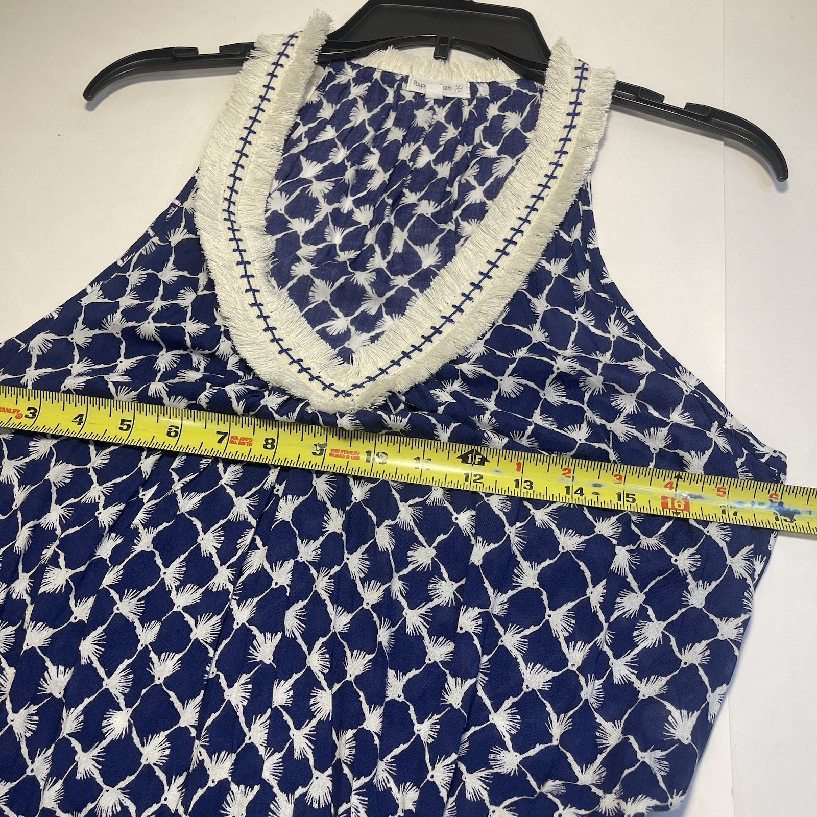 Poupette St Barth Beline Ruffle Mini Dress V Neck Sleeveless Blue M Beach Vacay