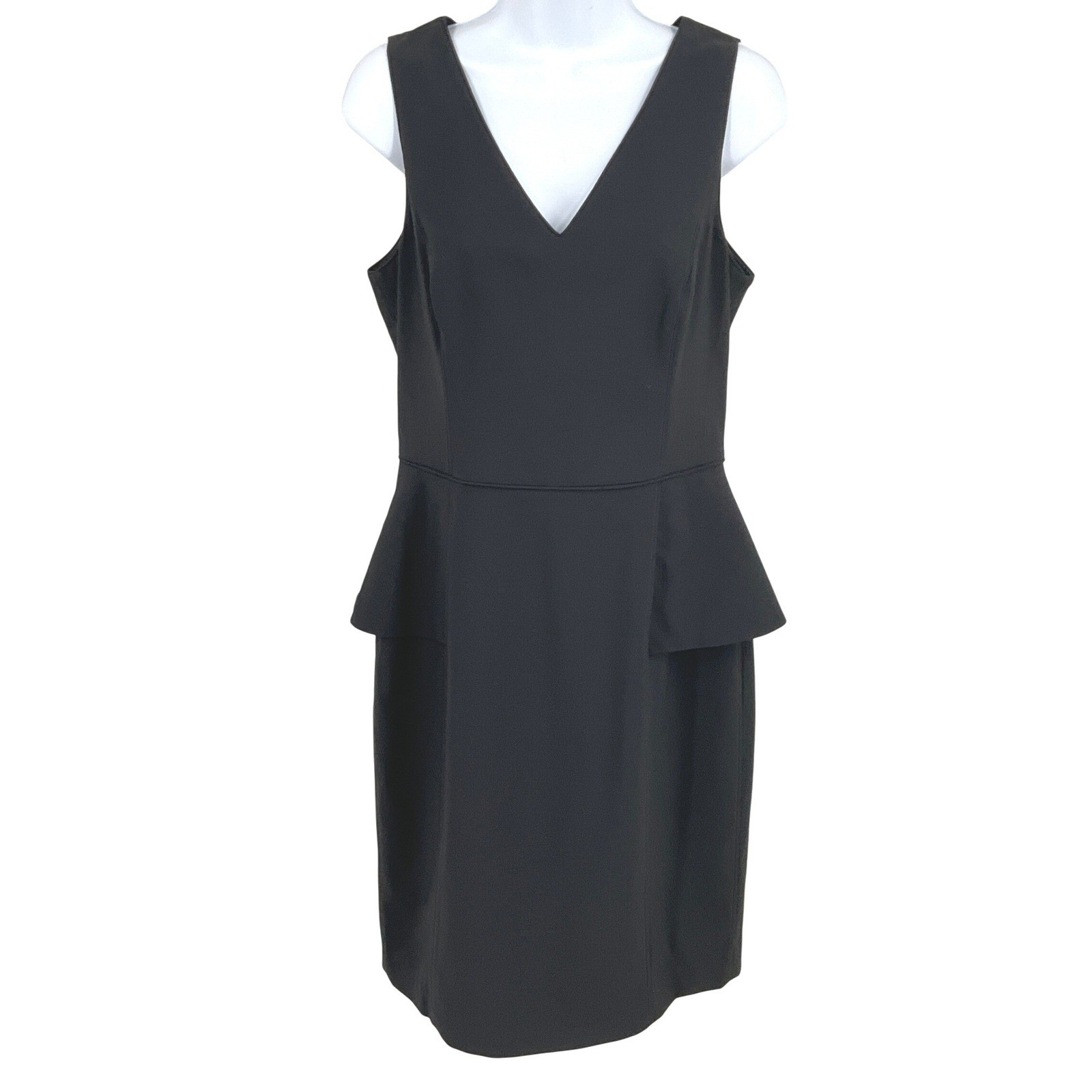 Banana Republic Peplum Sheath Dress Sz 8 Black Wool Minimalist Cocktail NEW