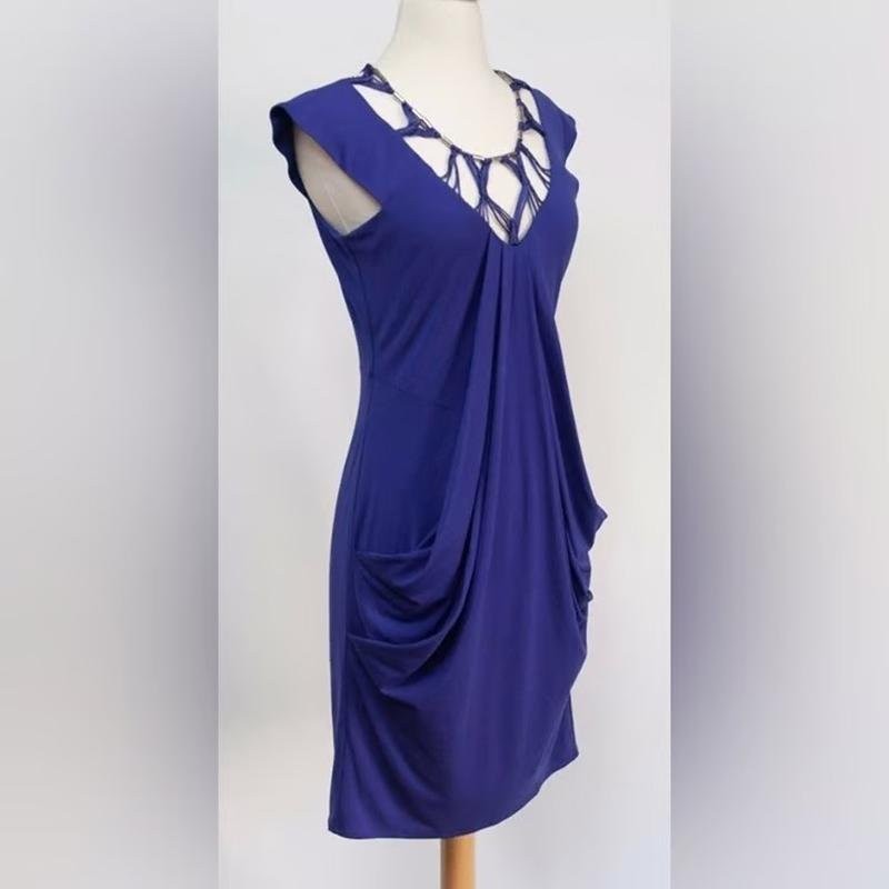 Women Karen Millen Dress Navy Viscose 36 #9S4L
