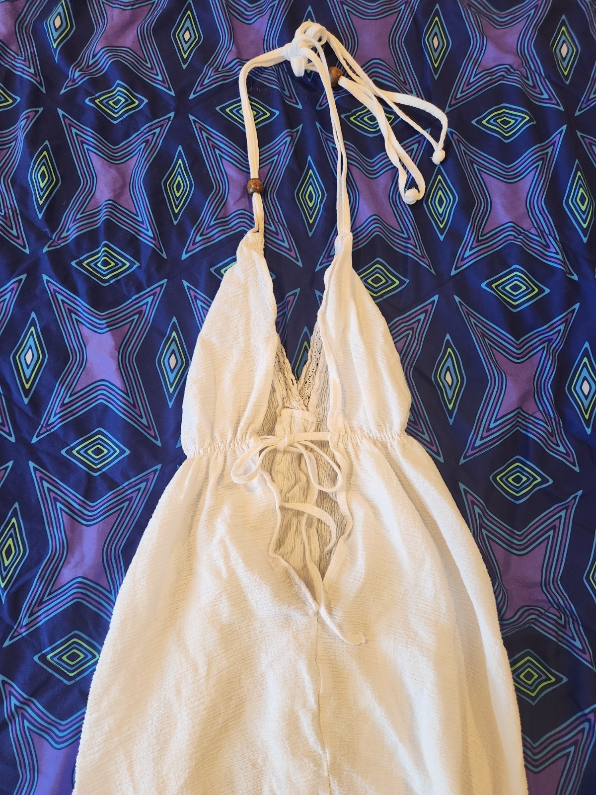 SUNCANS White Halter Strap DRESS For Beach or Summer WOMEN’S SIZE S.100% COTTON