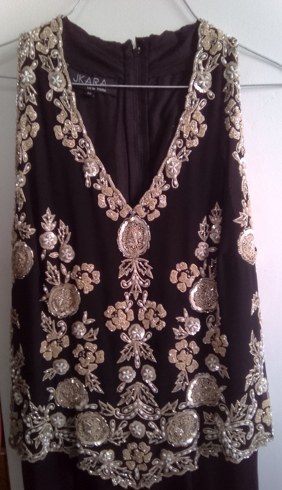 J Kara Beaded Dress Womens Size 12 Sleeveless Evening Gown (Heel Tear) See Pics