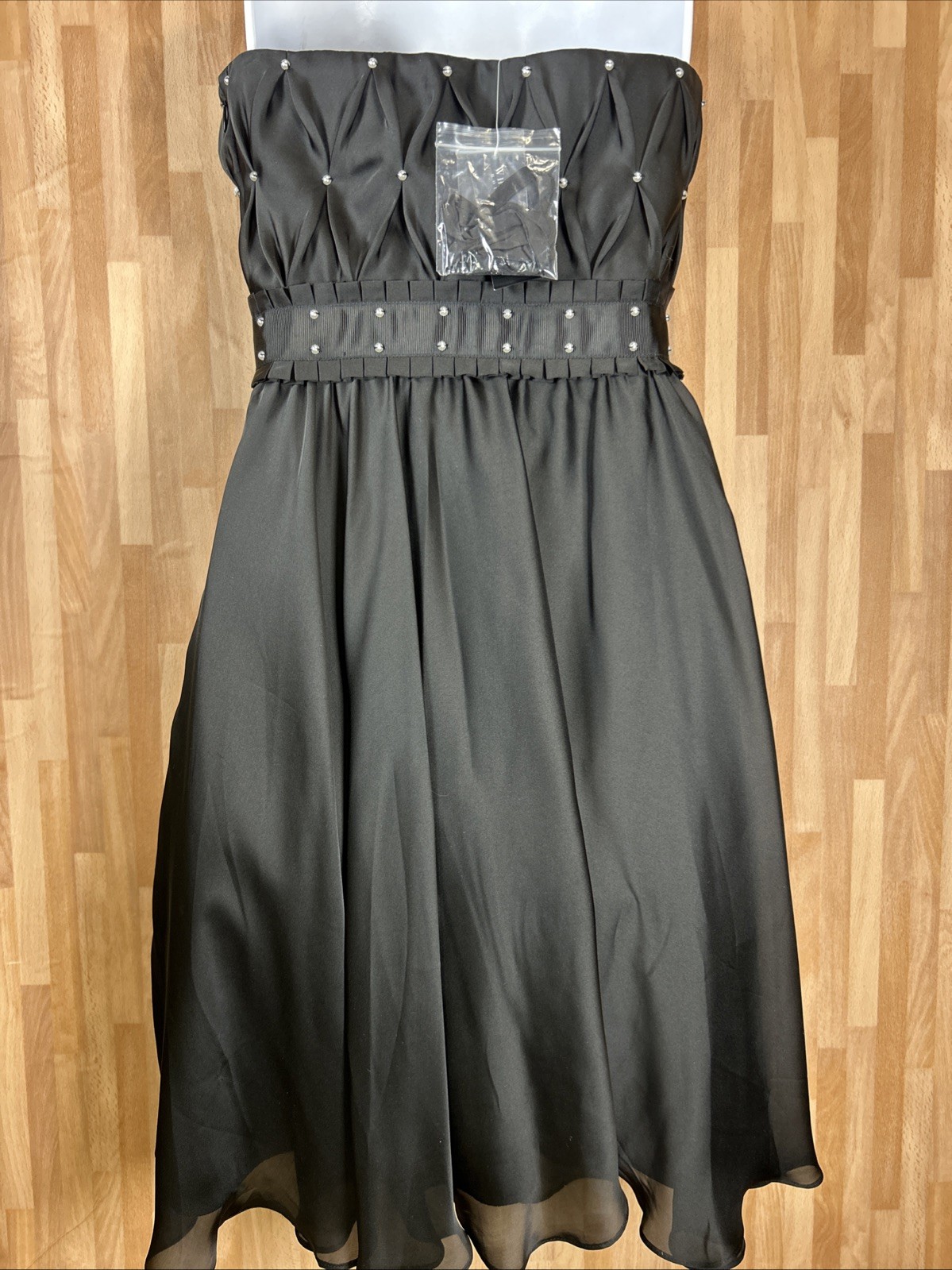 White House Black Market Black Dress Size 4 Black Pearl Beads Event Party NWT