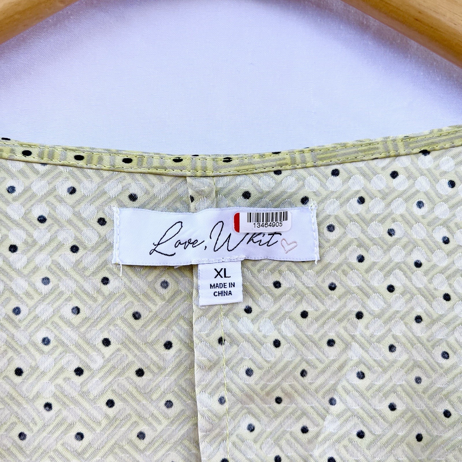 ANTHROPOLOGIE X LOVE, WHIT CITRON DOT TIE WAIST MIDI DRESS