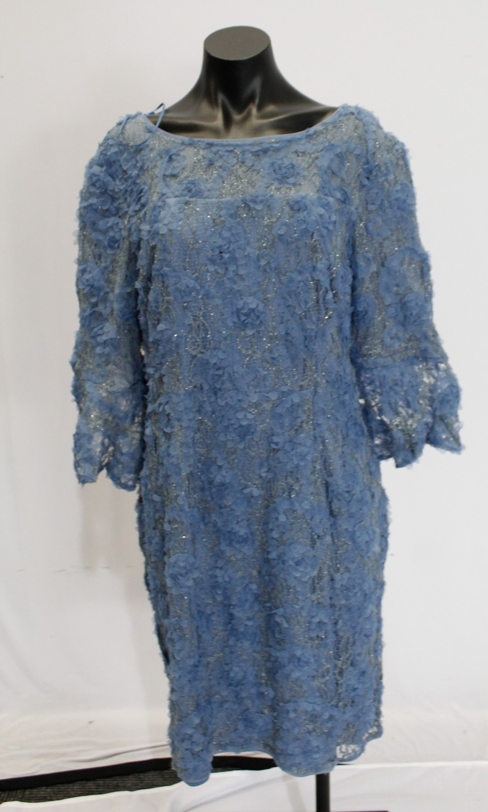 Alex Evenings Women’s Floral Applique Cocktail Dress JL3 Blue Size 14 NWT
