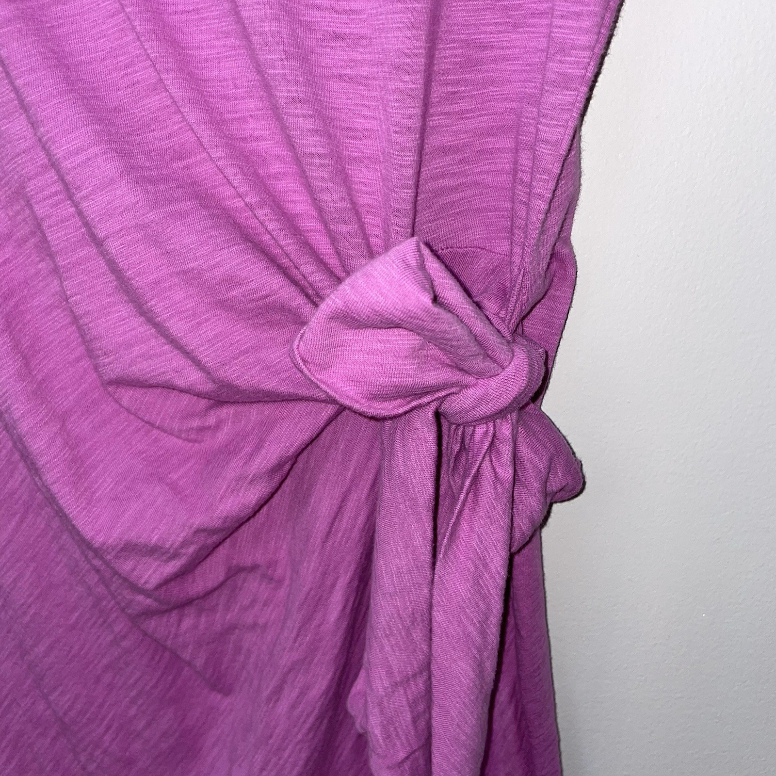 GAP Side Tie T-Shirt Dress Womens Medium Purple Casual Slub Knit Minimalist