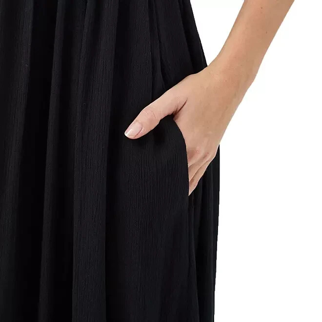 Frye Ladies Button Front Midi Dress Size L Black