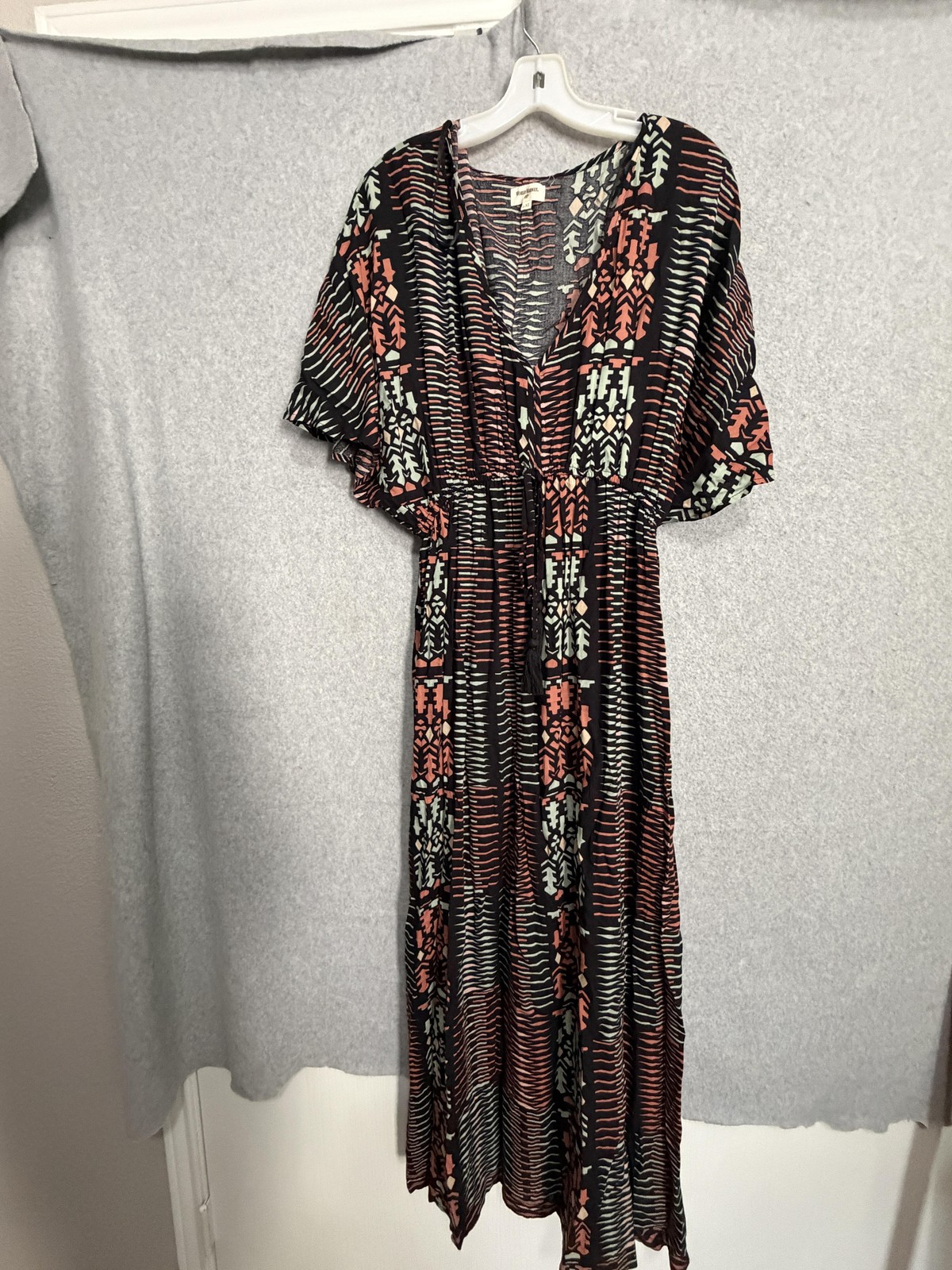 World Market Dress Womens L/XL Multicolor V Neck Kimono Maxi Kaftan Boho