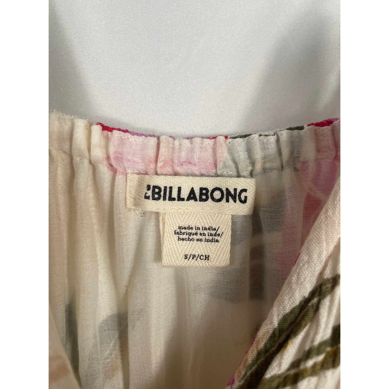 Billabong Womens Small Tropical Floral Maxi Dress High Low Pink Cream Rayon S