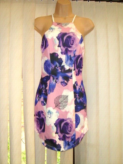 NEW ASOS GINGER FIZZ PINK, PURPLE & WHITE FLOWER DRESS 8 UK, 36 EU, 4 US BNWT