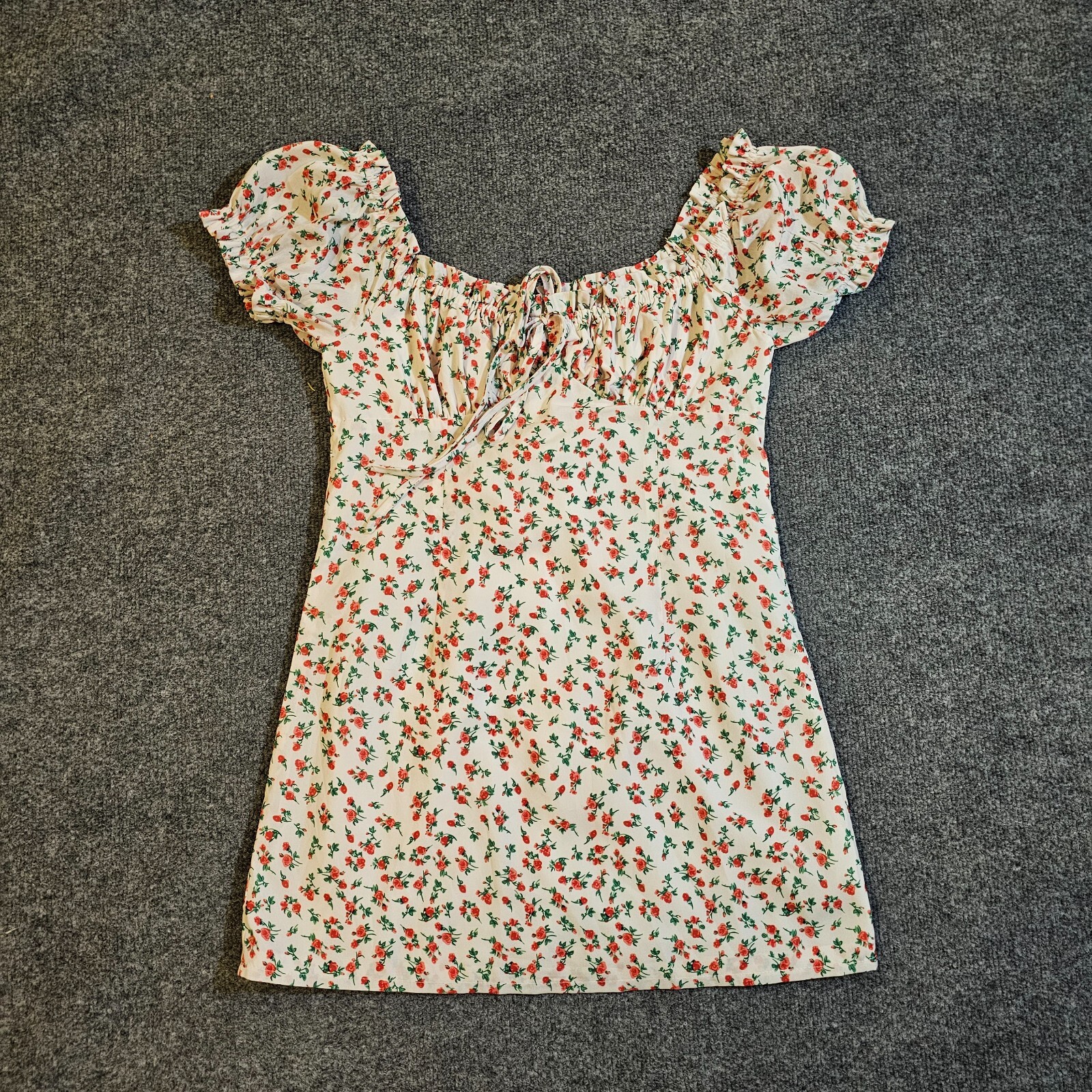 Daisy Street Dress Womens Large White Pink Floral Peasant Short Sleeve Casual
