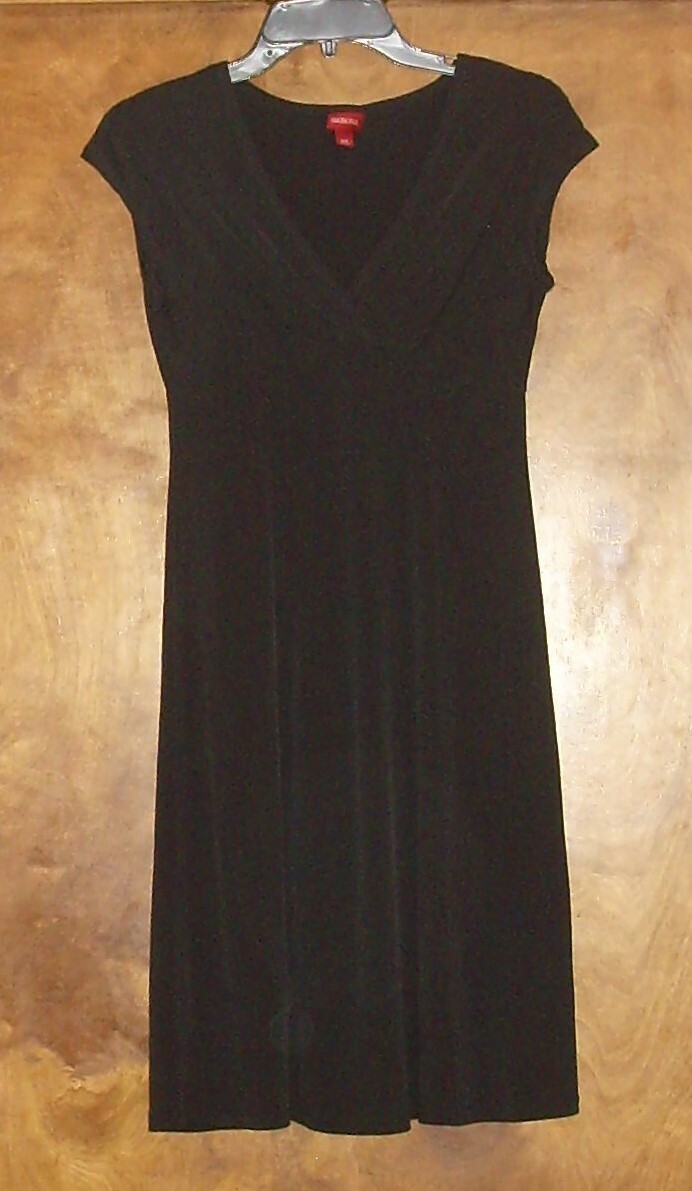 Merona Cap Sleeve, V-Neck Casual Work Dress, Sz XS, Career, Poly Spandex Black