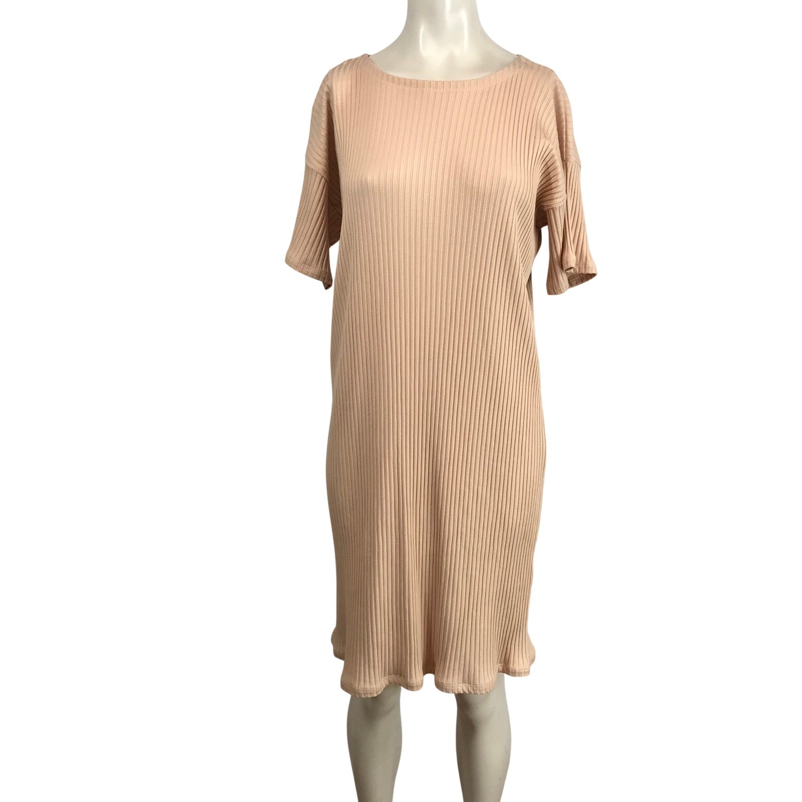 EILEEN FISHER Ribbed Knit Tencel Lyocell Spandex Midi Dress Peach Size S