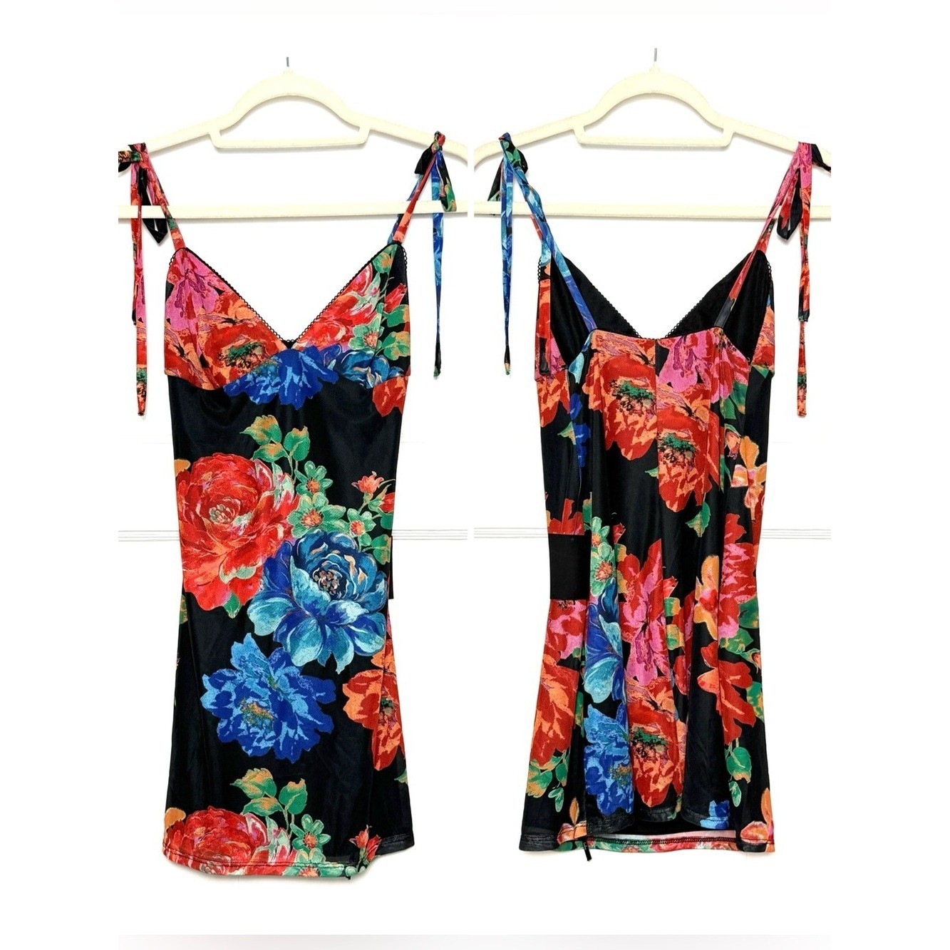 LULUS Floral Print Mesh Slip Dress XS Empire Waist 90s Y2K Coquette Whimsigoth