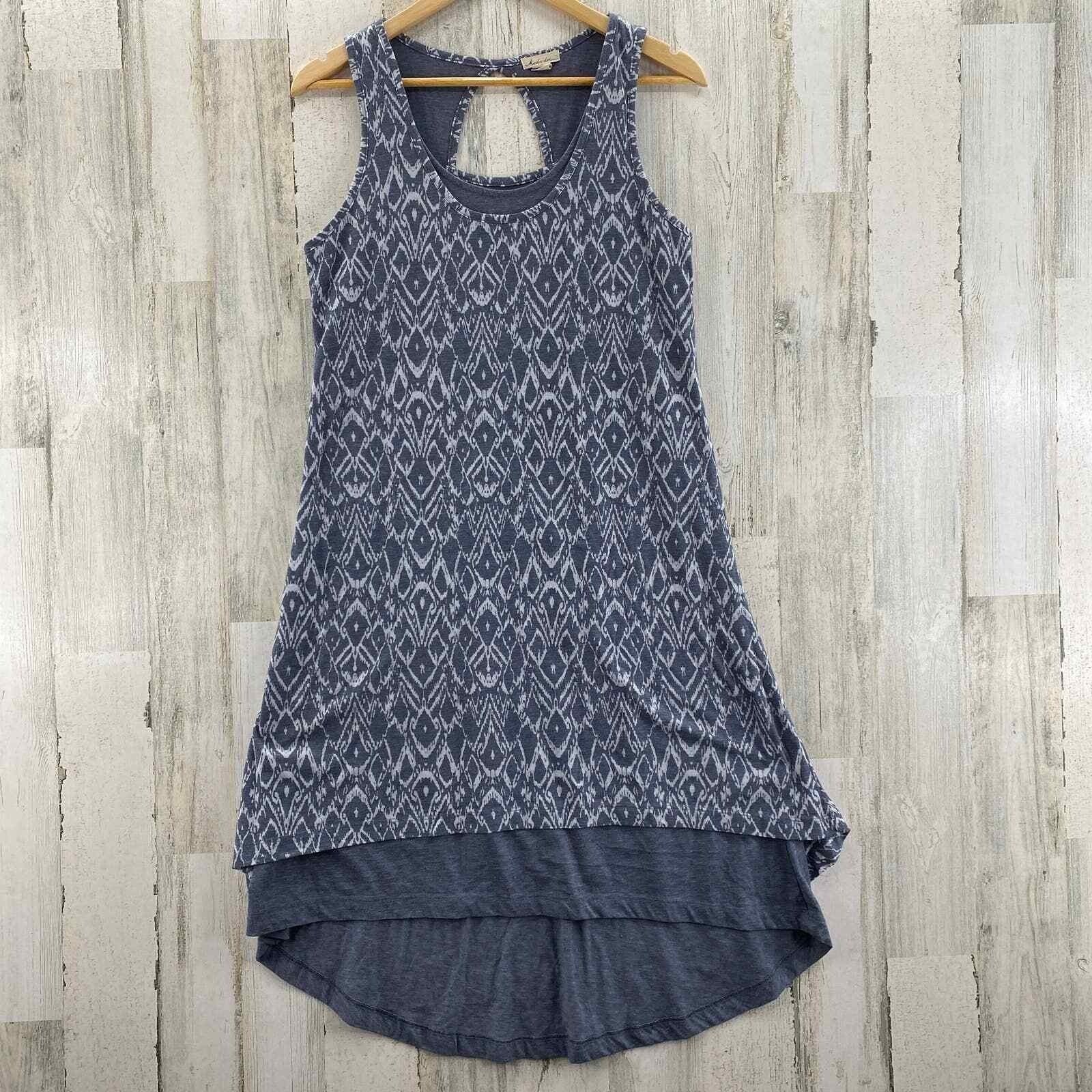 Mod-o-doc Dress Womens Medium Gray Polyester Cotton Blend Aztec Print Layered
