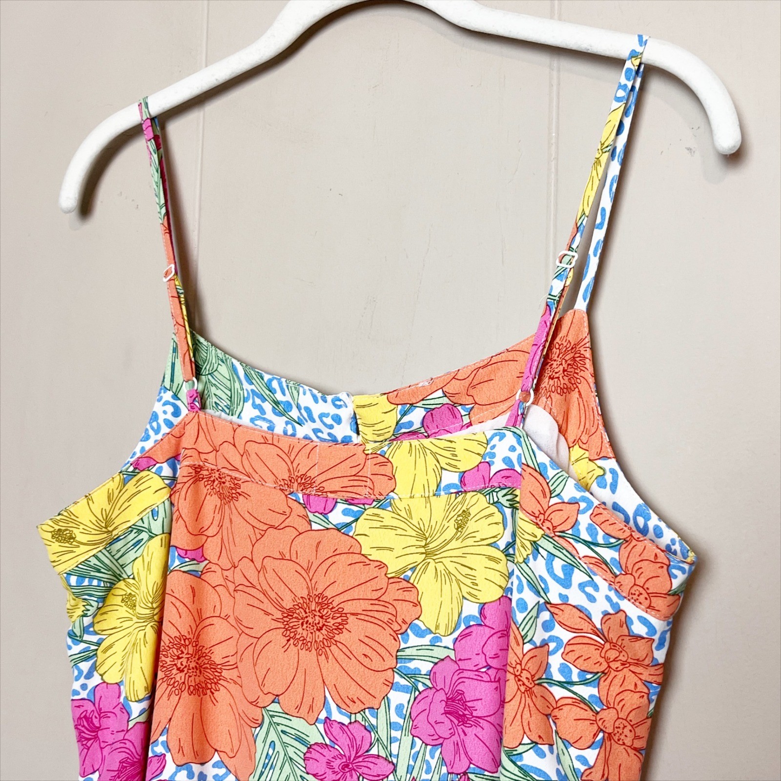Coast NWT Floral Midi Dress Medium Leopard Print Tiered Tie Waist Beachy Blue