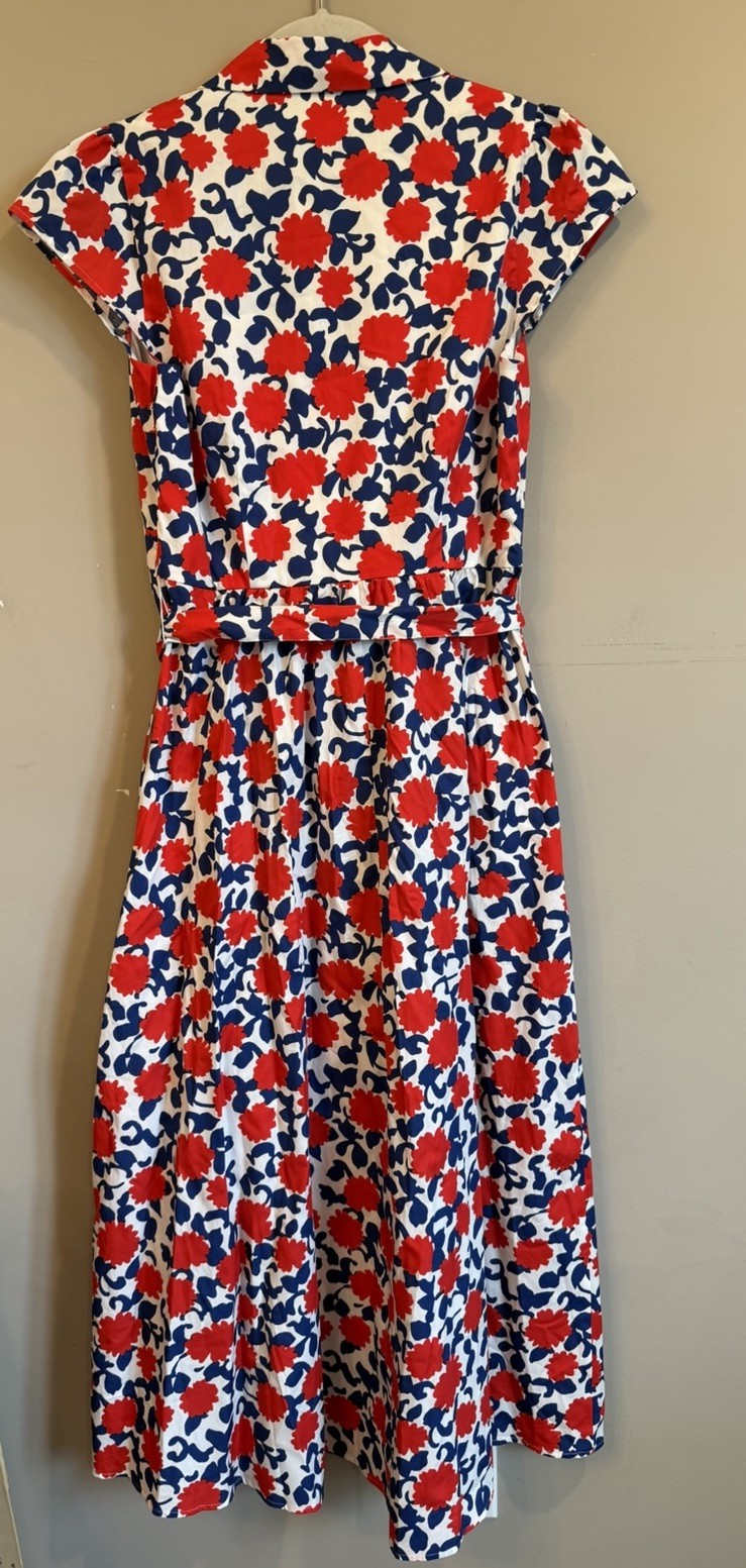 NEW Boden Julia Red White Blue Wrap Dress Size 6 Classic