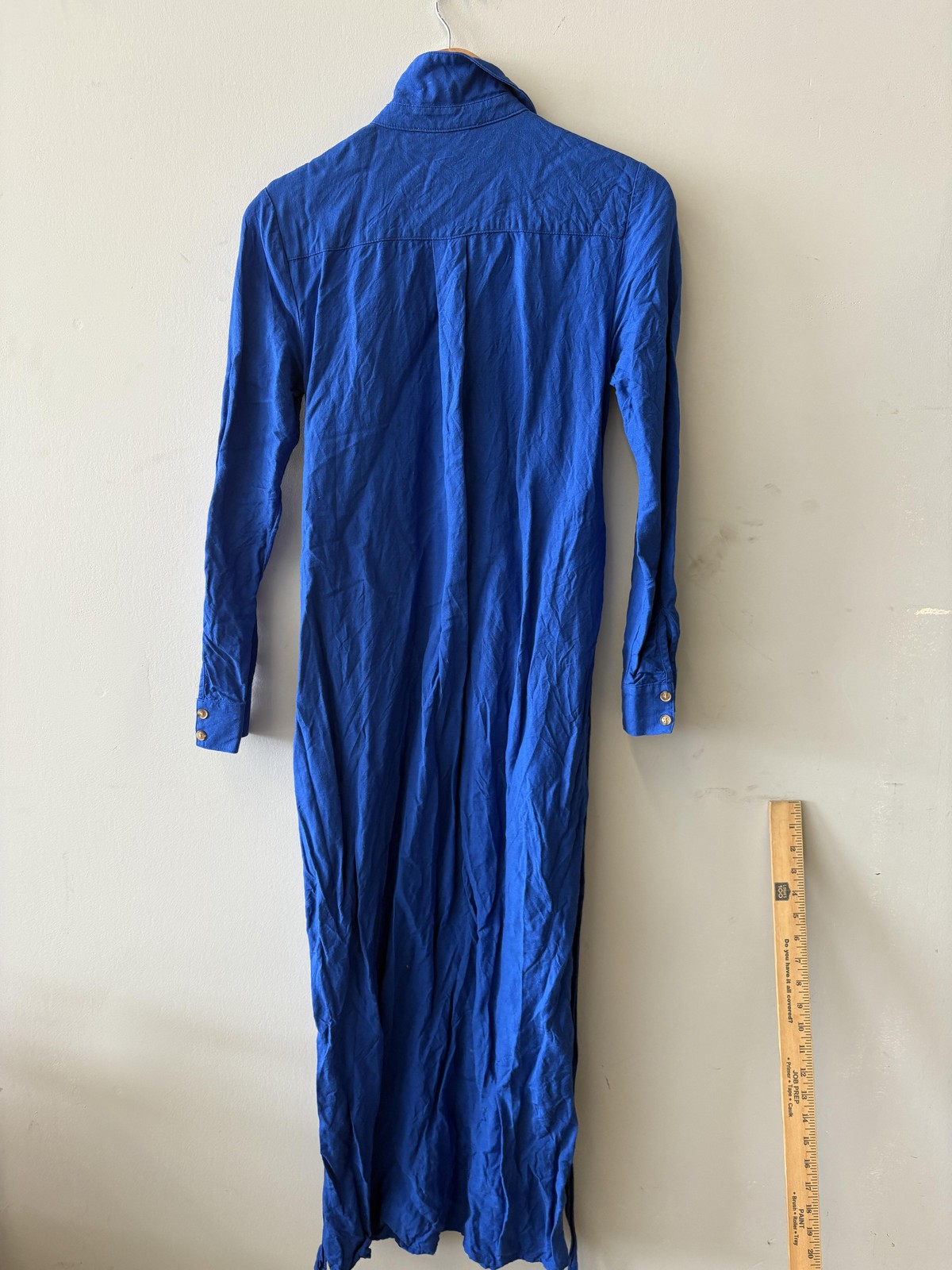 LOFT Dress Womens 0 Blue Shirt Collared Button Front Maxi Belted Long Sleeve