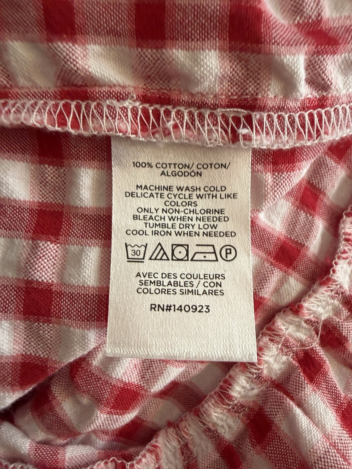 LOFT Red/White Gingham Square Neck Puff Sleeve Bow Back Mini Dress 4 Cotton