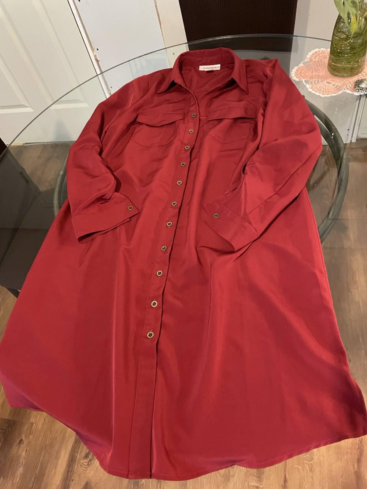 Motherhood Maternity Red Shirt Dress Long Sleeve with Buttons 💋