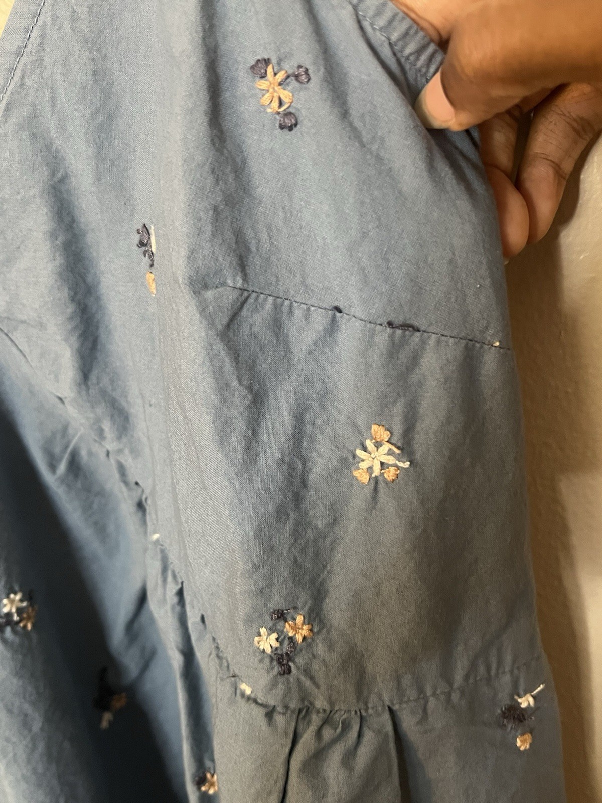Universal Thread Blue Dress Featuring Embroidered Flowers And Sphaghetti Straps