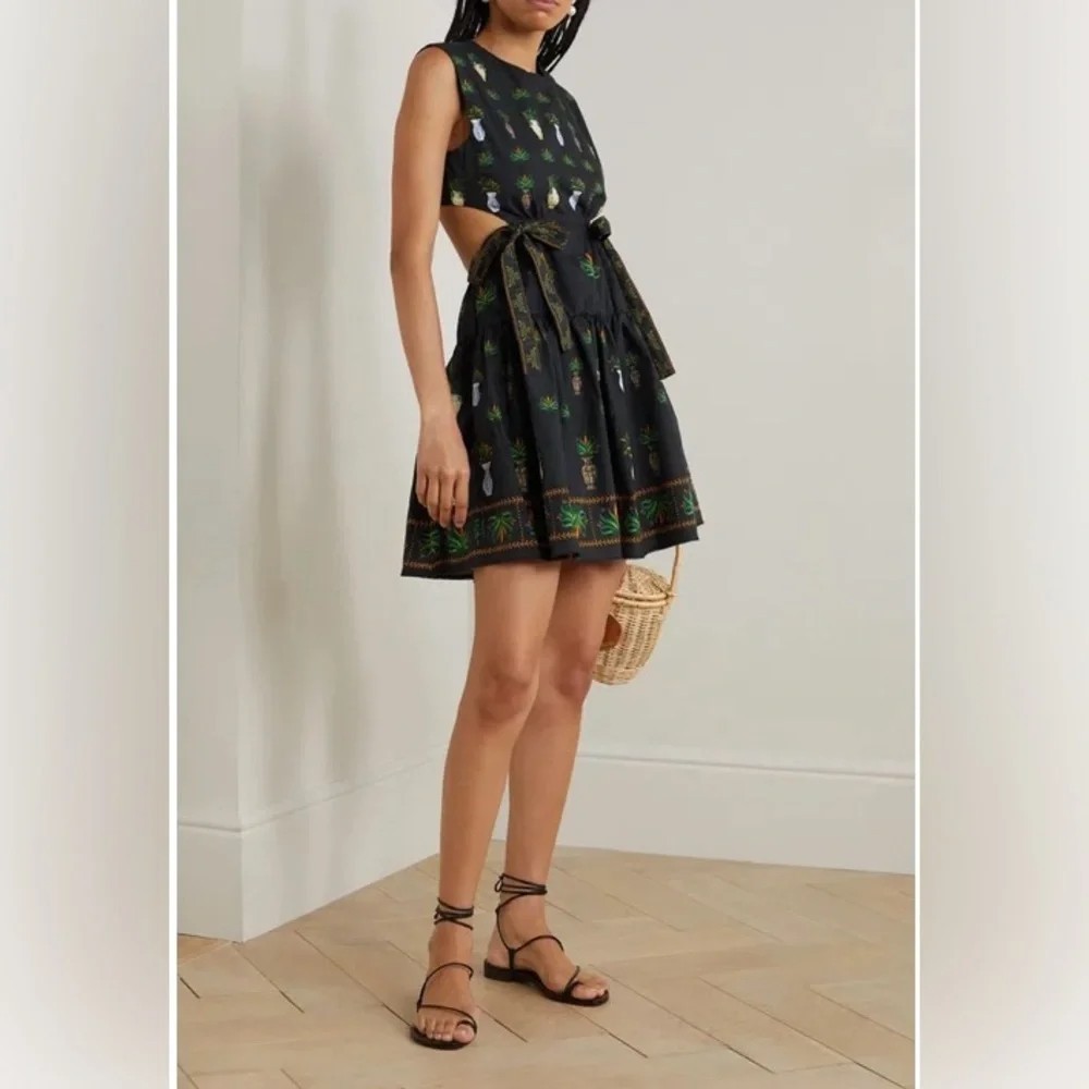 Agua by Agua Bendita Sucre Anfora Mini Dress large l Open-Back Printed