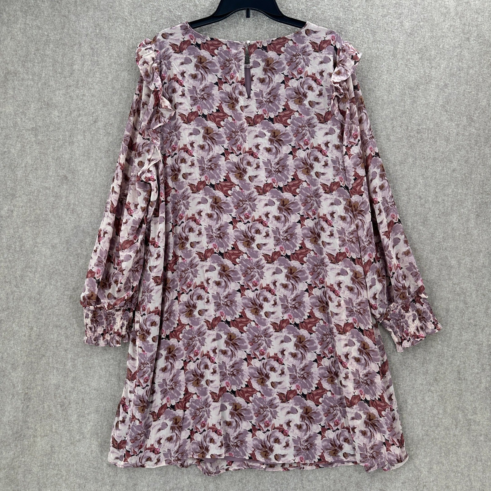LC Lauren Conrad Chiffon Shift Dress 2X Purple Floral Pintuck Ruffle