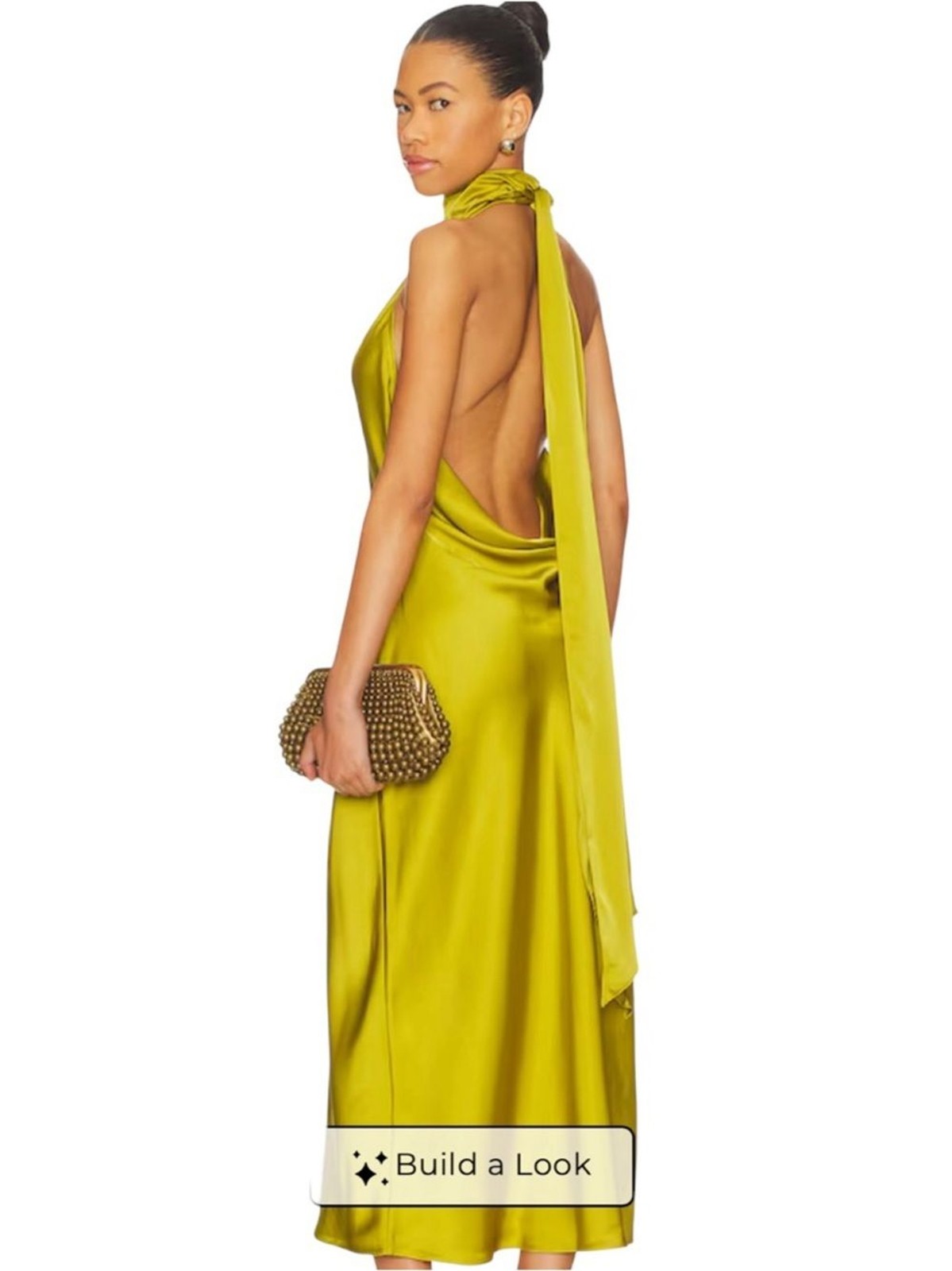 SIMON MILLER Satin Halter Chartreuse Prom Wedding Guest Long Slip Dress 10